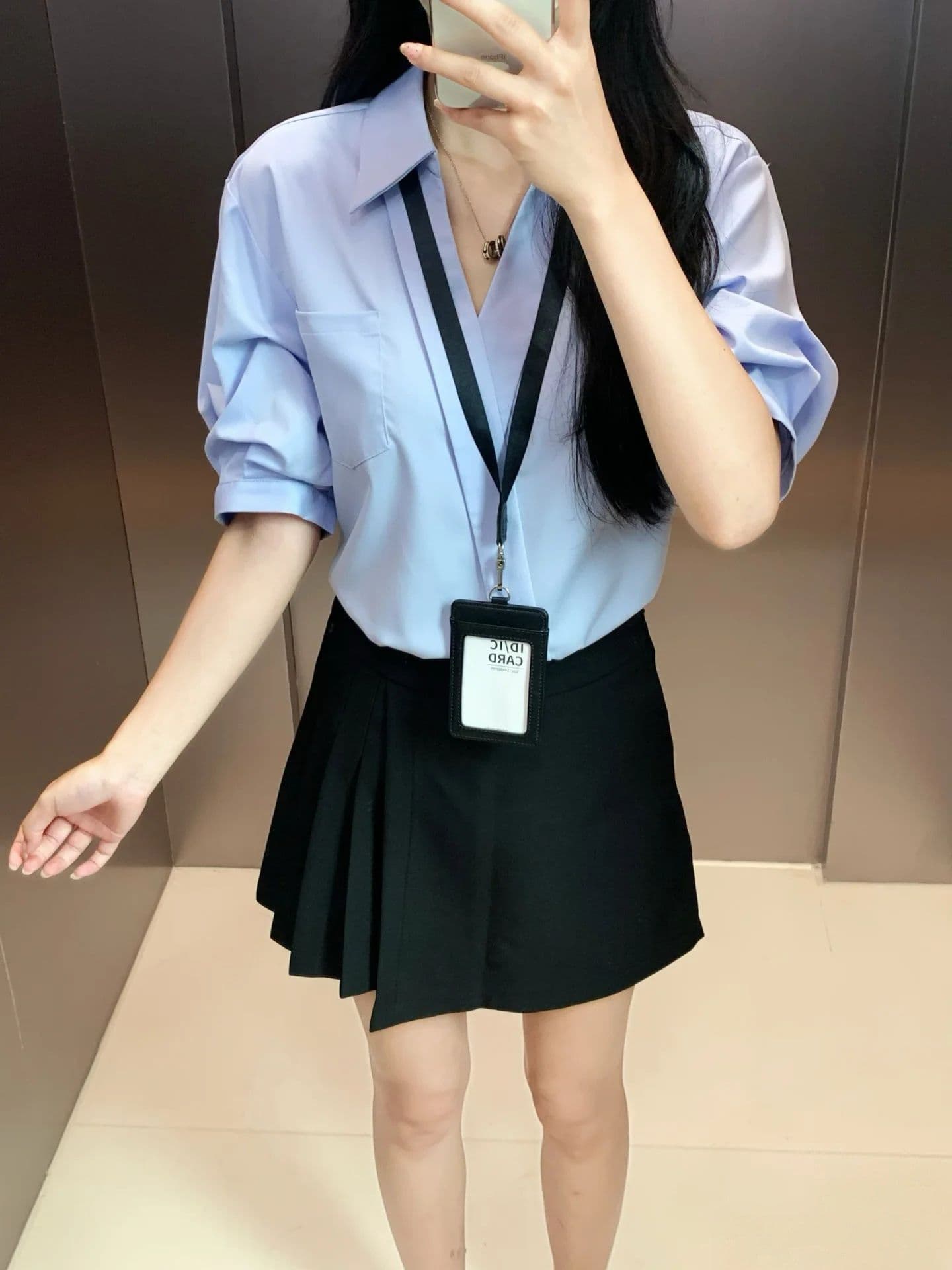 높음 지혜 센스 프랑스식 품격 화이트 폴로 칼라 반팔 여성 셔츠 여름 새로운 거품 소매 직장 출퇴근 맨위 상세 이미지 14