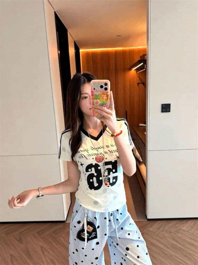 벨트 장식품 아메리칸 레트로 도트 무늬 체크무늬 캐주얼 바지 도파민 색상 다용도 긴 바지 와이드 레그 팬츠 상세 이미지 9