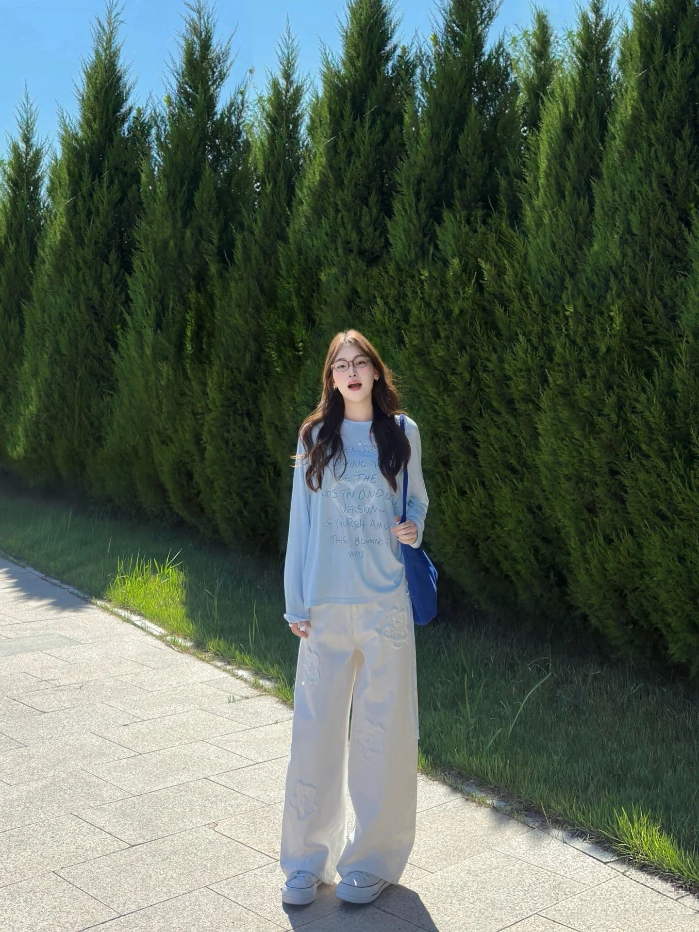 라이 경기 서울 여름 파란색 얇고 가벼운 에어컨 블라우스 여성 한 부서 라이 경기 서울 통기성 긴팔 비스듬한 어깨 의류 상세 이미지 14