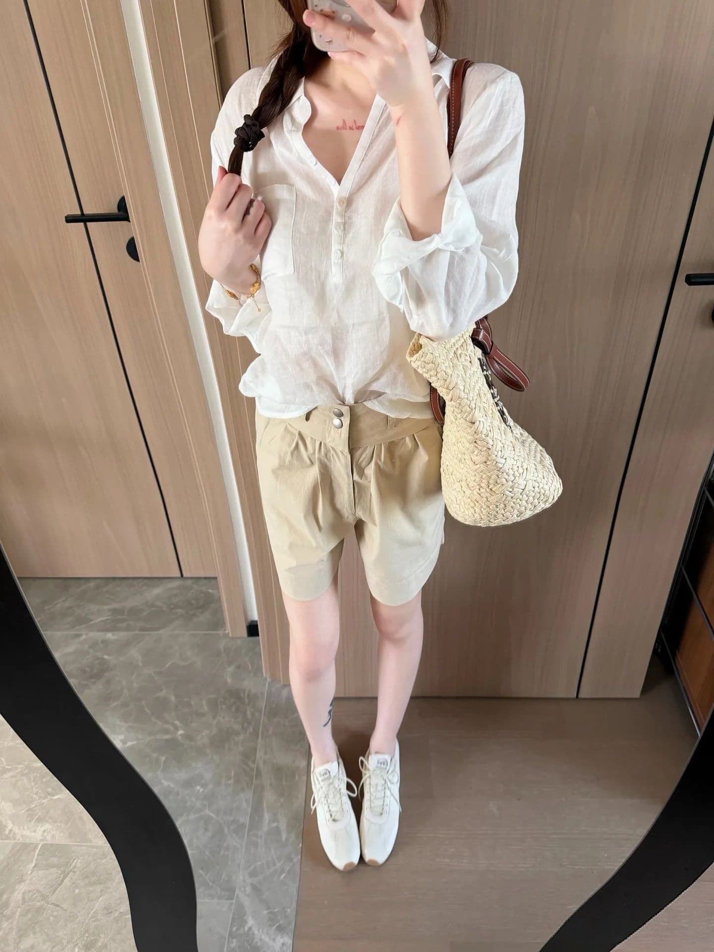 프랑스식 핑크색 POLO 칼라 자외선 차단 여성 셔츠 여름 디자인 센스 루즈핏 캐주얼 느긋한 바람 품격 맨위 이미지 5