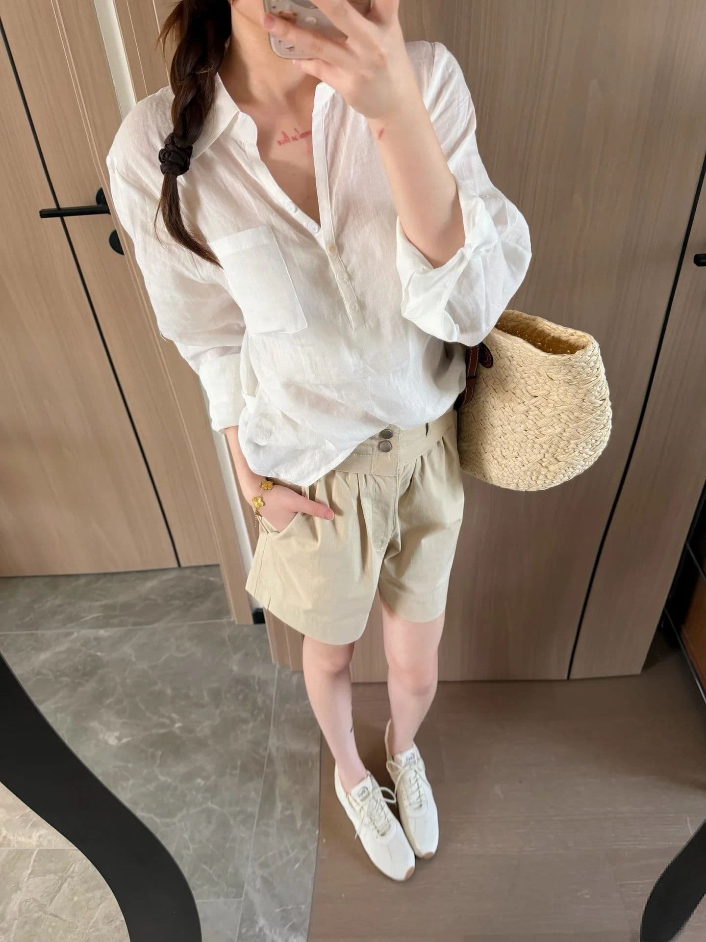 프랑스식 핑크색 POLO 칼라 자외선 차단 여성 셔츠 여름 디자인 센스 루즈핏 캐주얼 느긋한 바람 품격 맨위 상세 이미지 7