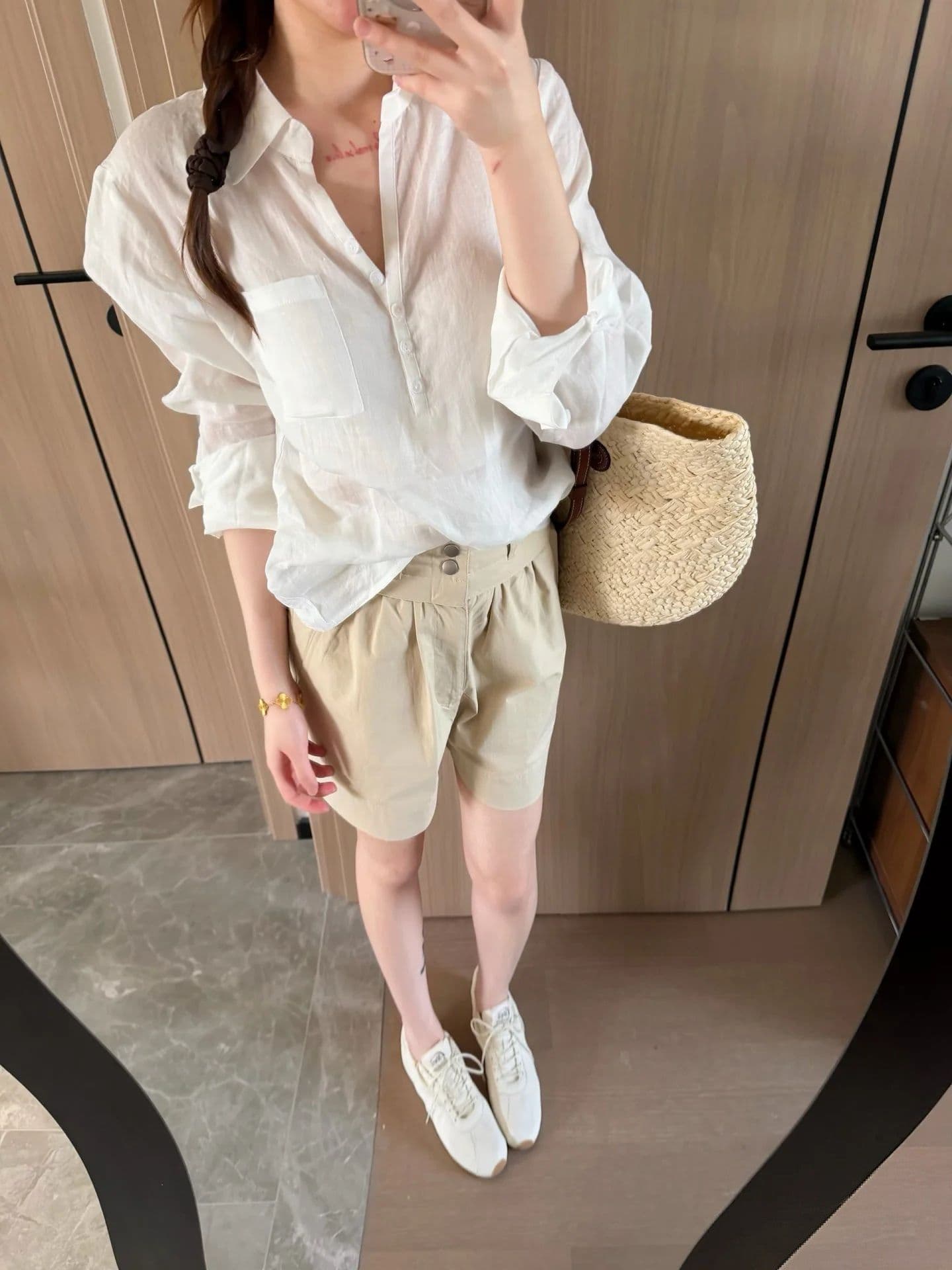 프랑스식 핑크색 POLO 칼라 자외선 차단 여성 셔츠 여름 디자인 센스 루즈핏 캐주얼 느긋한 바람 품격 맨위 상세 이미지 8