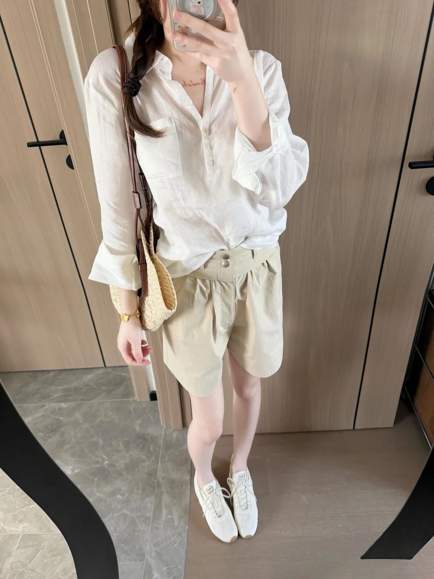 프랑스식 핑크색 POLO 칼라 자외선 차단 여성 셔츠 여름 디자인 센스 루즈핏 캐주얼 느긋한 바람 품격 맨위 상세 이미지 10