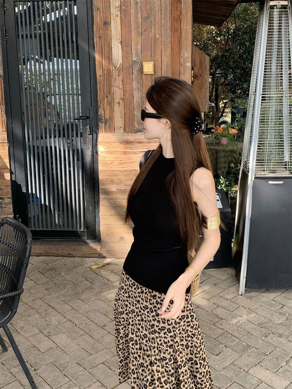 한 부서 패션 품격 프릴 작은 대중 반신 스커트 여성 여름 새로운 레트로 연령 감소 다용도 레오파드 무늬 치마 쉬폰 상세 이미지 5