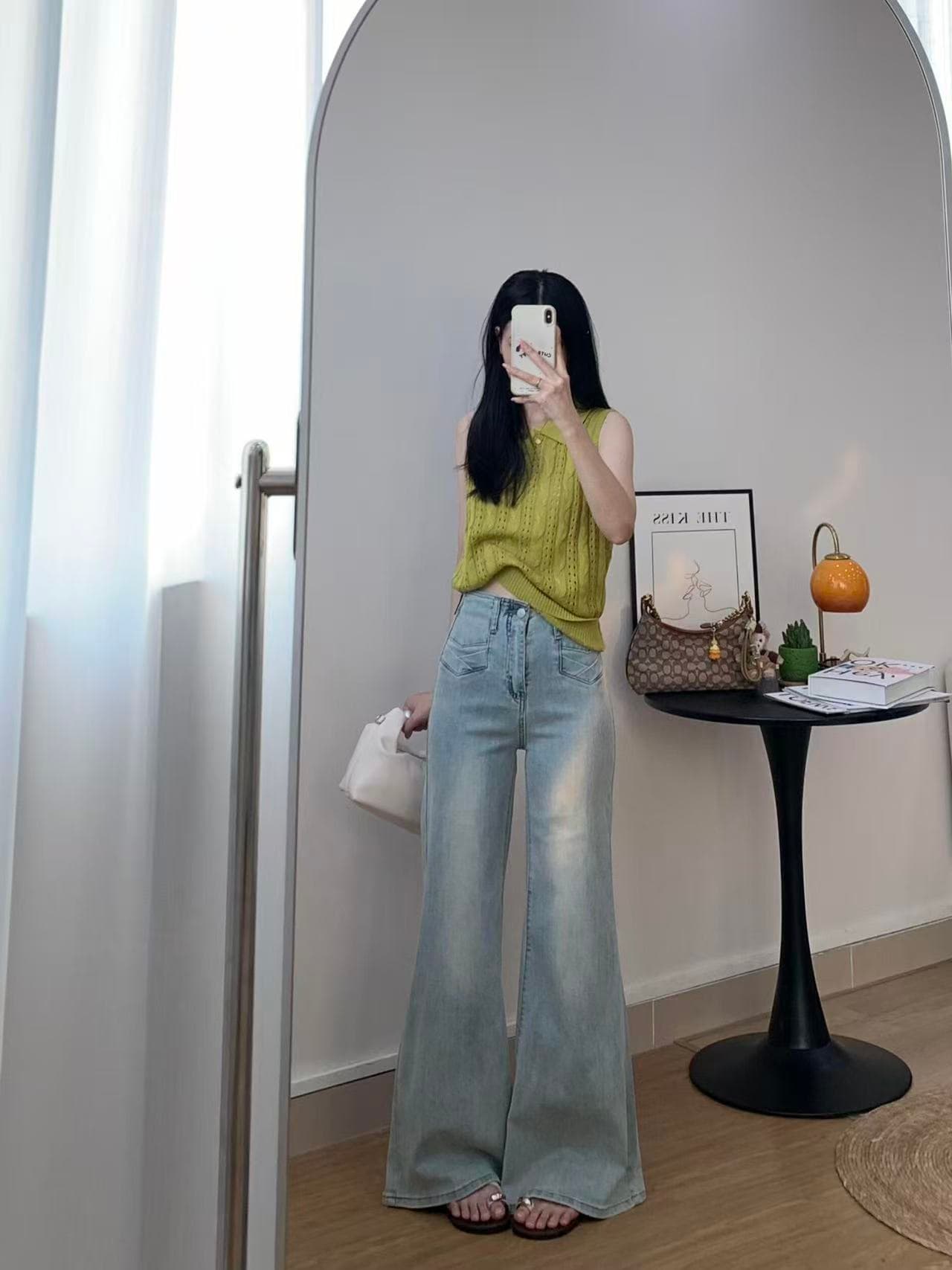 아메리칸 레트로 핫걸 청바지 여성 작은 대중 루즈핏 슬림해 보이는 스트레이트 넓은 다리 바닥 청소 바지 상세 이미지 6