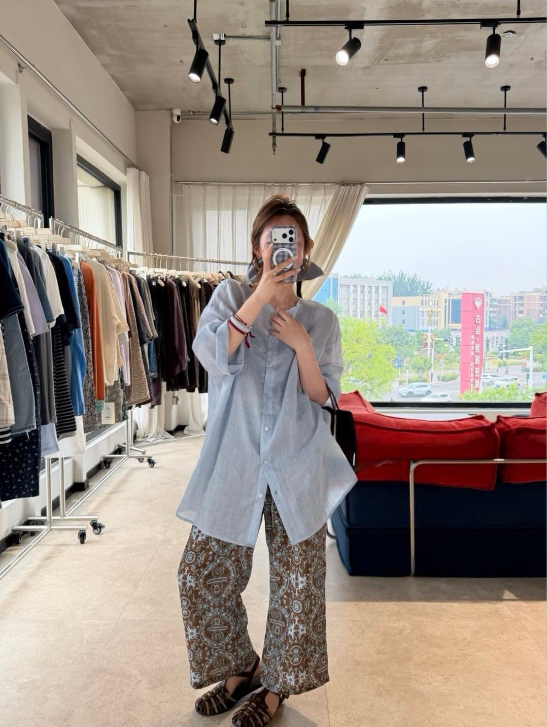 여름 새로운 작은 대중 디자인 허리밴드 다용도 레트로 꽃무늬 9부 바지 상세 이미지 9
