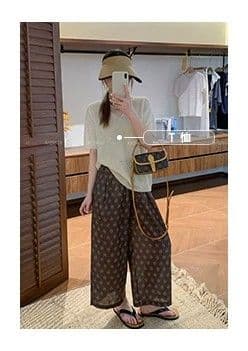 여름 새로운 작은 대중 디자인 허리밴드 다용도 레트로 꽃무늬 9부 바지 상세 이미지 4