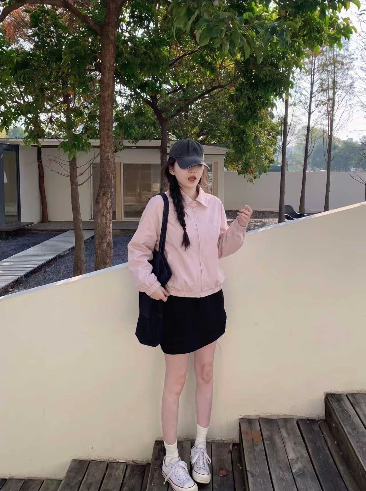 고급 센스 핑크색 워크웨어 재킷 여성 코트 이른 가을 새로운 몸매 가꾸기 슬림해 보이는 폴로 칼라 재킷 맨위 이미지 5