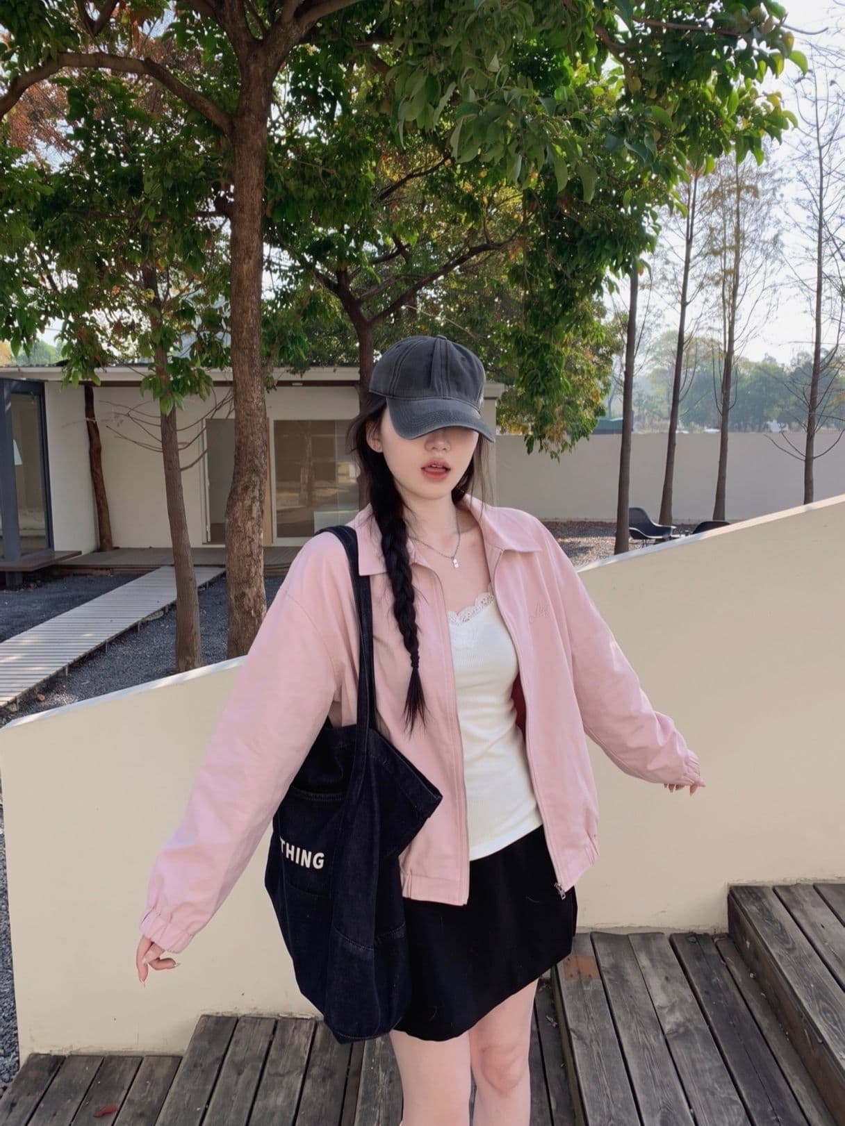 고급 센스 핑크색 워크웨어 재킷 여성 코트 이른 가을 새로운 몸매 가꾸기 슬림해 보이는 폴로 칼라 재킷 맨위 상세 이미지 4