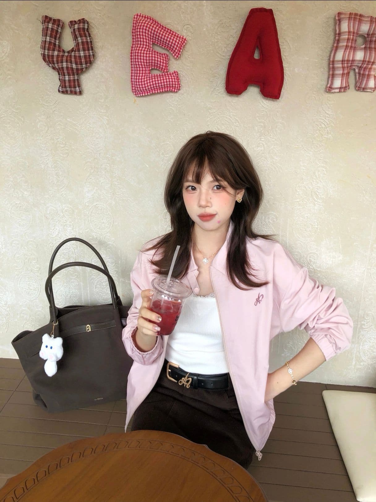 고급 센스 핑크색 워크웨어 재킷 여성 코트 이른 가을 새로운 몸매 가꾸기 슬림해 보이는 폴로 칼라 재킷 맨위 이미지 4