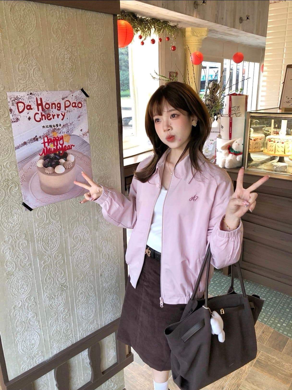고급 센스 핑크색 워크웨어 재킷 여성 코트 이른 가을 새로운 몸매 가꾸기 슬림해 보이는 폴로 칼라 재킷 맨위 상세 이미지 4