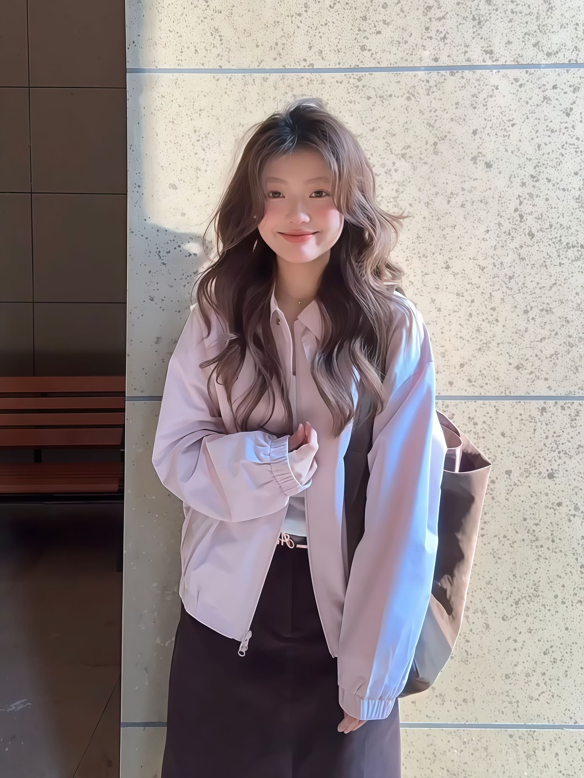 고급 센스 핑크색 워크웨어 재킷 여성 코트 이른 가을 새로운 몸매 가꾸기 슬림해 보이는 폴로 칼라 재킷 맨위 이미지 3