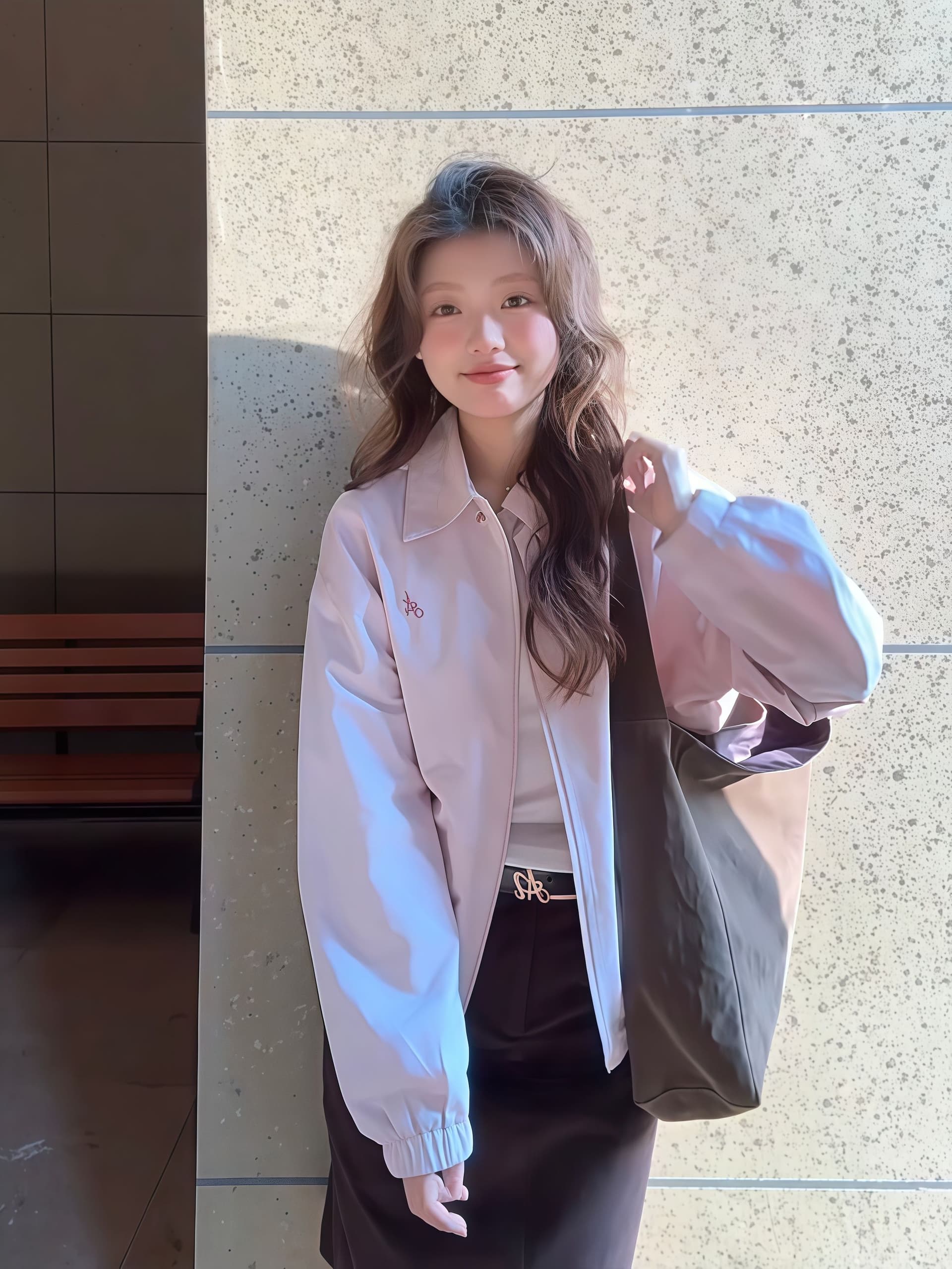 고급 센스 핑크색 워크웨어 재킷 여성 코트 이른 가을 새로운 몸매 가꾸기 슬림해 보이는 폴로 칼라 재킷 맨위 상세 이미지 8
