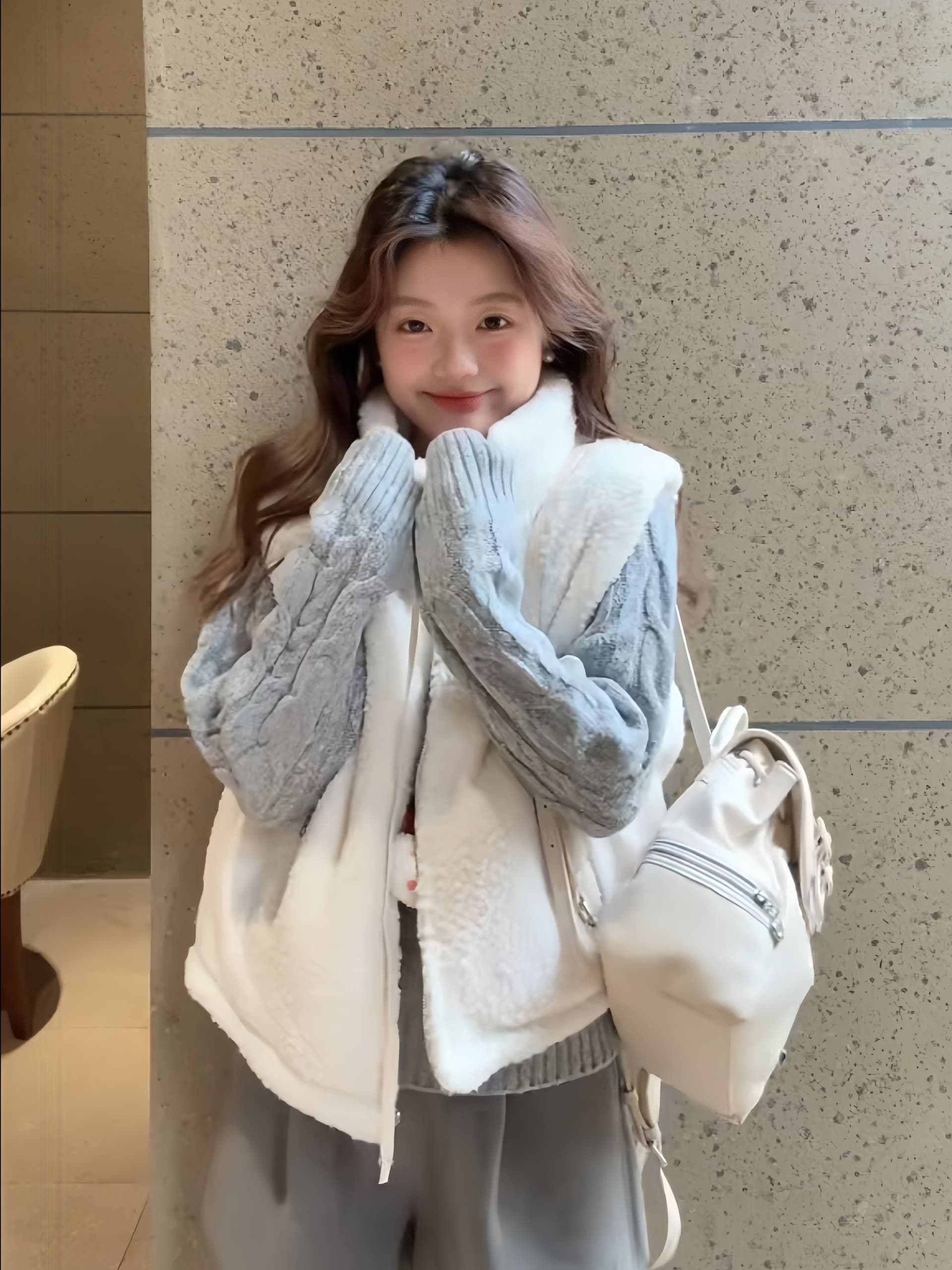 솜을 넣은 베스트 양털 여자 새로운 가을 겨울 외출용 맨위 작은 키 보온 조끼 지퍼 재킷 이미지 5