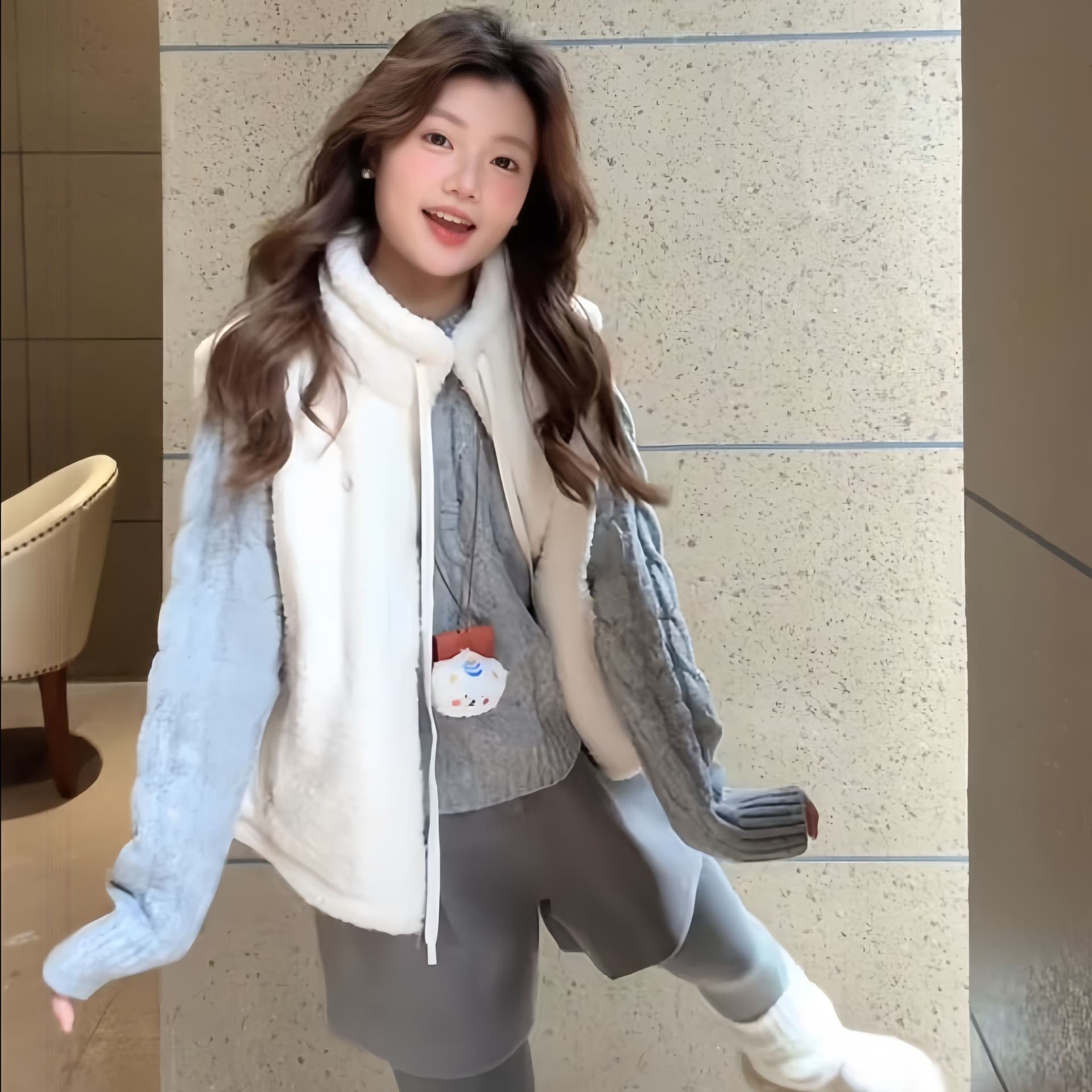 솜을 넣은 베스트 양털 여자 새로운 가을 겨울 외출용 맨위 작은 키 보온 조끼 지퍼 재킷 이미지 6