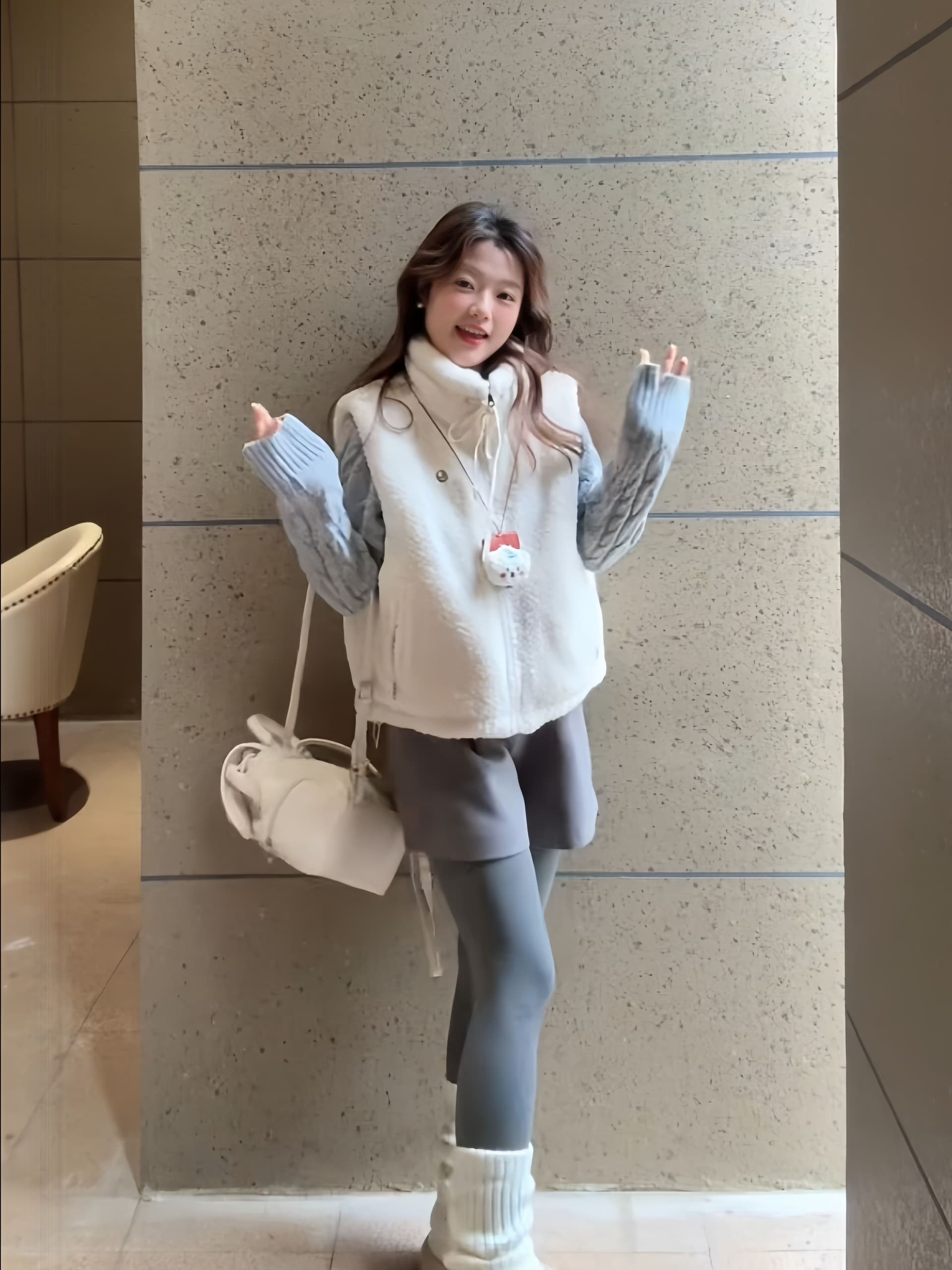 솜을 넣은 베스트 양털 여자 새로운 가을 겨울 외출용 맨위 작은 키 보온 조끼 지퍼 재킷 상세 이미지 3