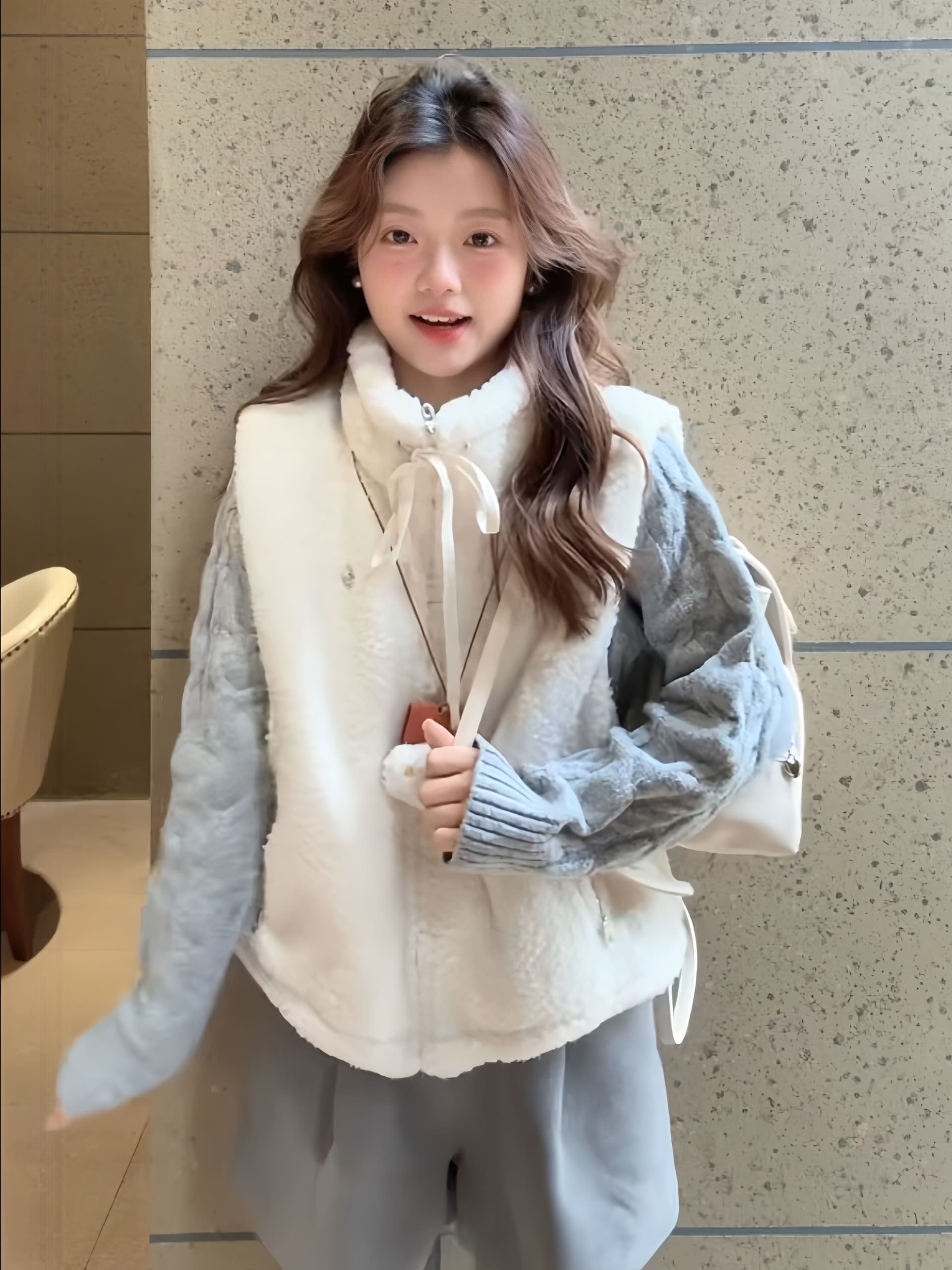 솜을 넣은 베스트 양털 여자 새로운 가을 겨울 외출용 맨위 작은 키 보온 조끼 지퍼 재킷 상세 이미지 9