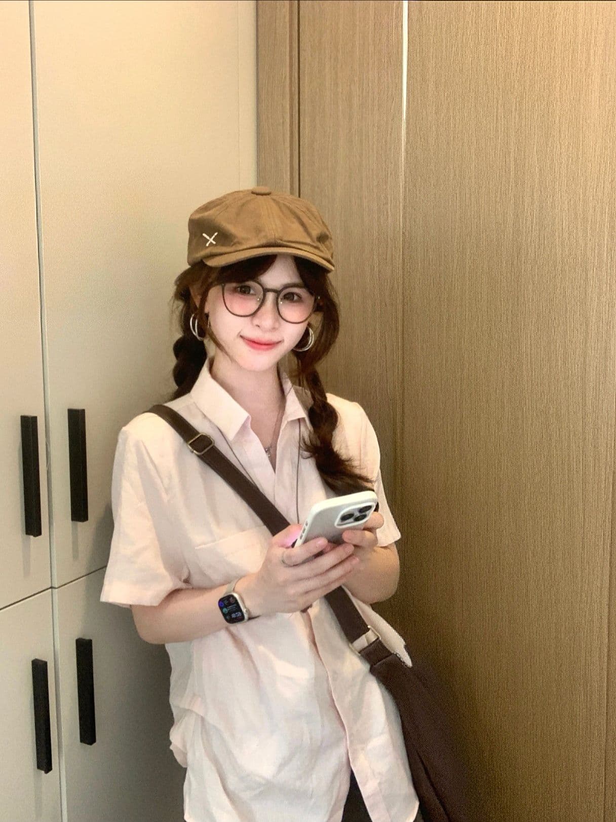 원본 원단 한 부서 느긋한 바람 V넥 꼬집기 허리 반팔 여성 셔츠 여름 얇은 스타일 셔츠 품격 상세 이미지 2