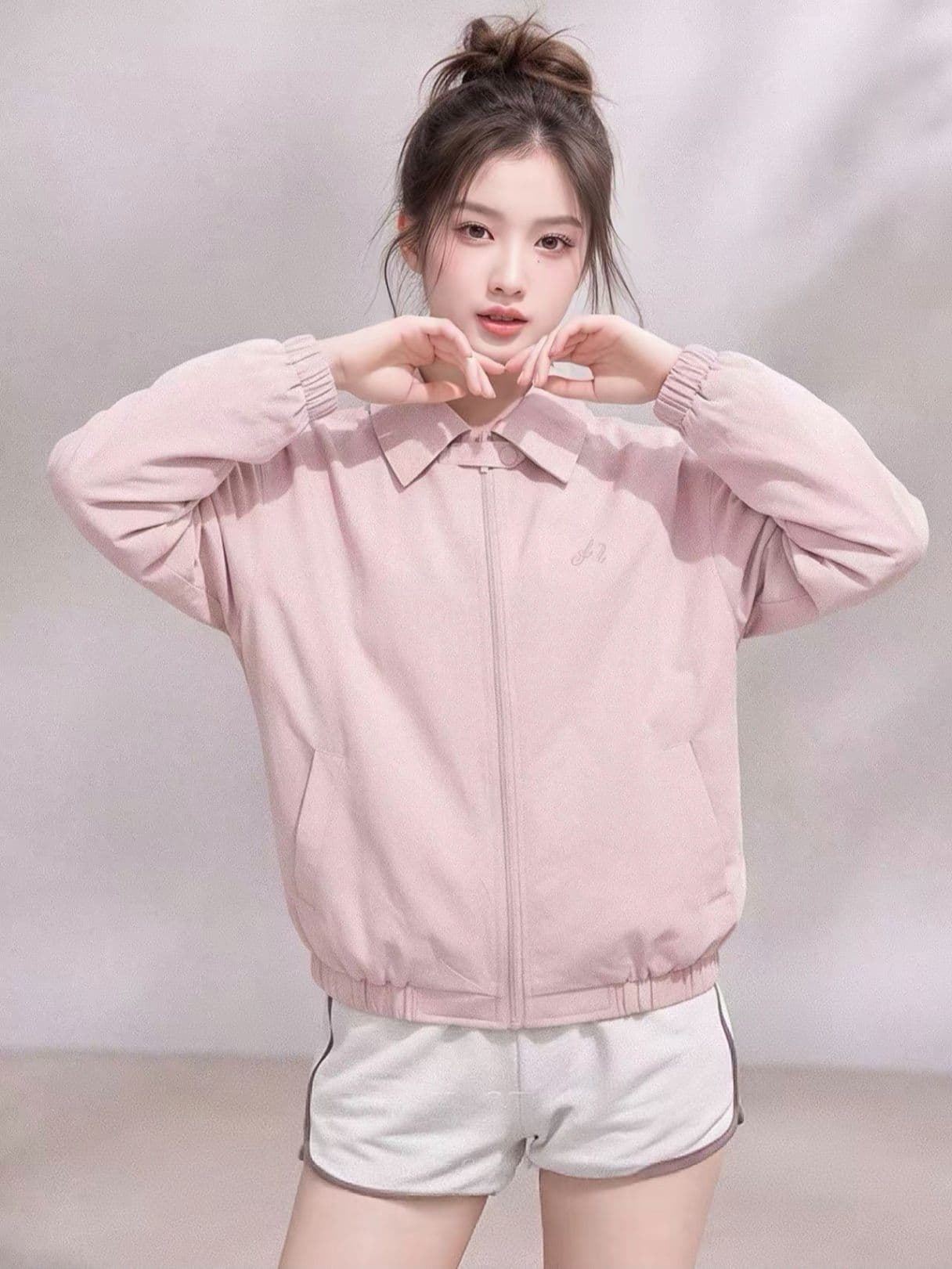 고급 센스 핑크색 워크웨어 재킷 여성 코트 이른 가을 새로운 몸매 가꾸기 슬림해 보이는 폴로 칼라 재킷 맨위 상세 이미지 5