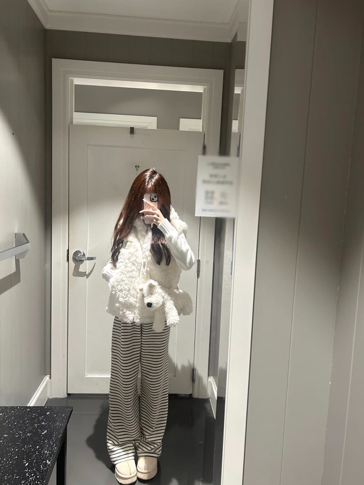 환경 보호 토끼털 화이트 후드 솜을 넣은 베스트 조끼 여성 가을 겨울 두꺼운 보온 양털 플리스 작은 곰 귀 상세 이미지 6