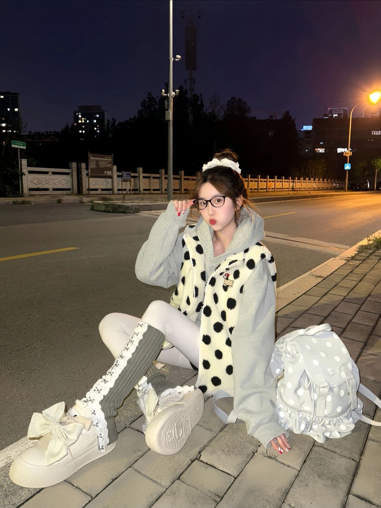 레트로 어깨 솜을 넣은 도트 무늬 양털 플리스 면 베스트 남녀 가을 겨울 캐주얼 다용도 보온 재킷 이미지 2