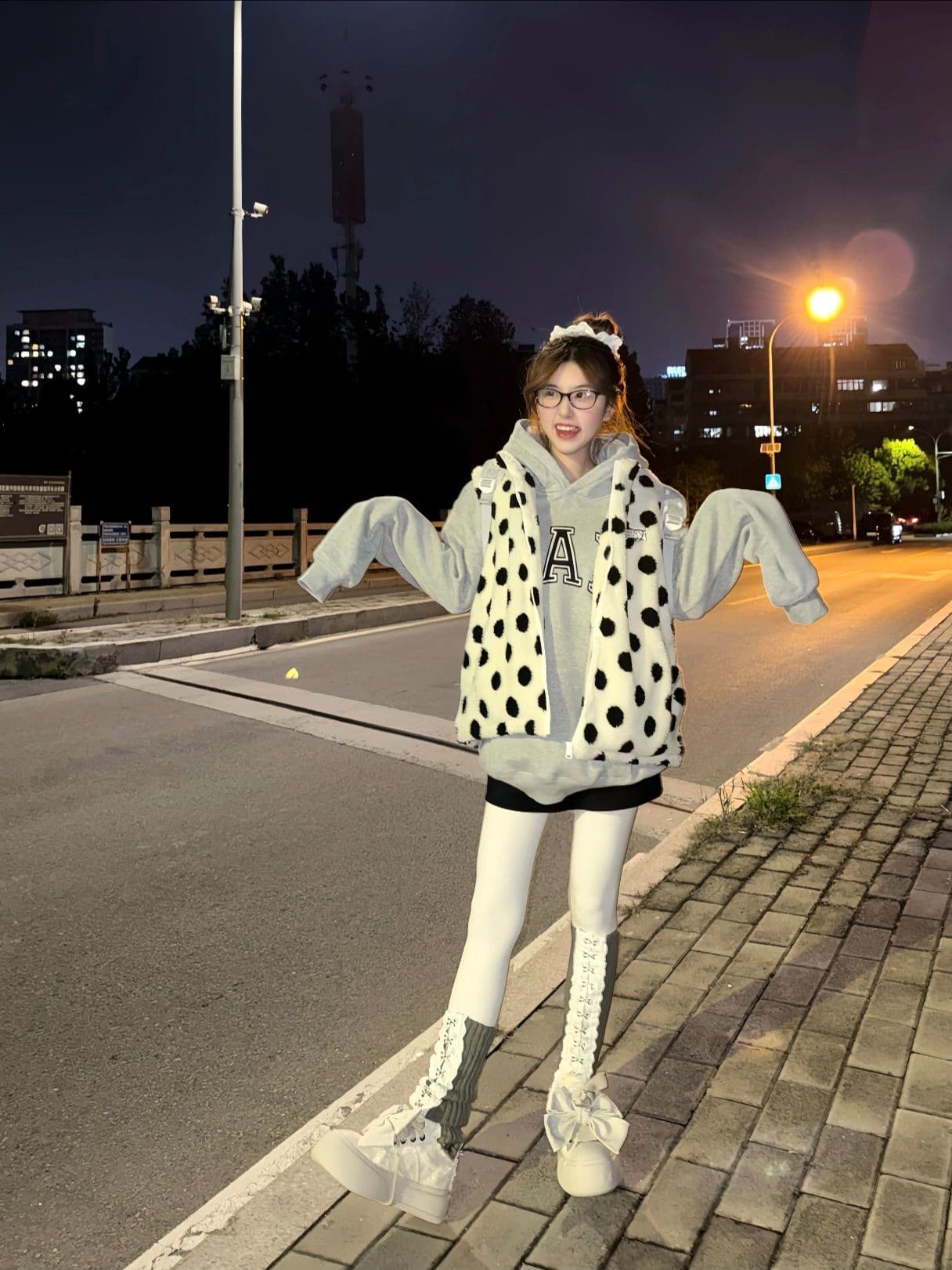 레트로 어깨 솜을 넣은 도트 무늬 양털 플리스 면 베스트 남녀 가을 겨울 캐주얼 다용도 보온 재킷 상세 이미지 5