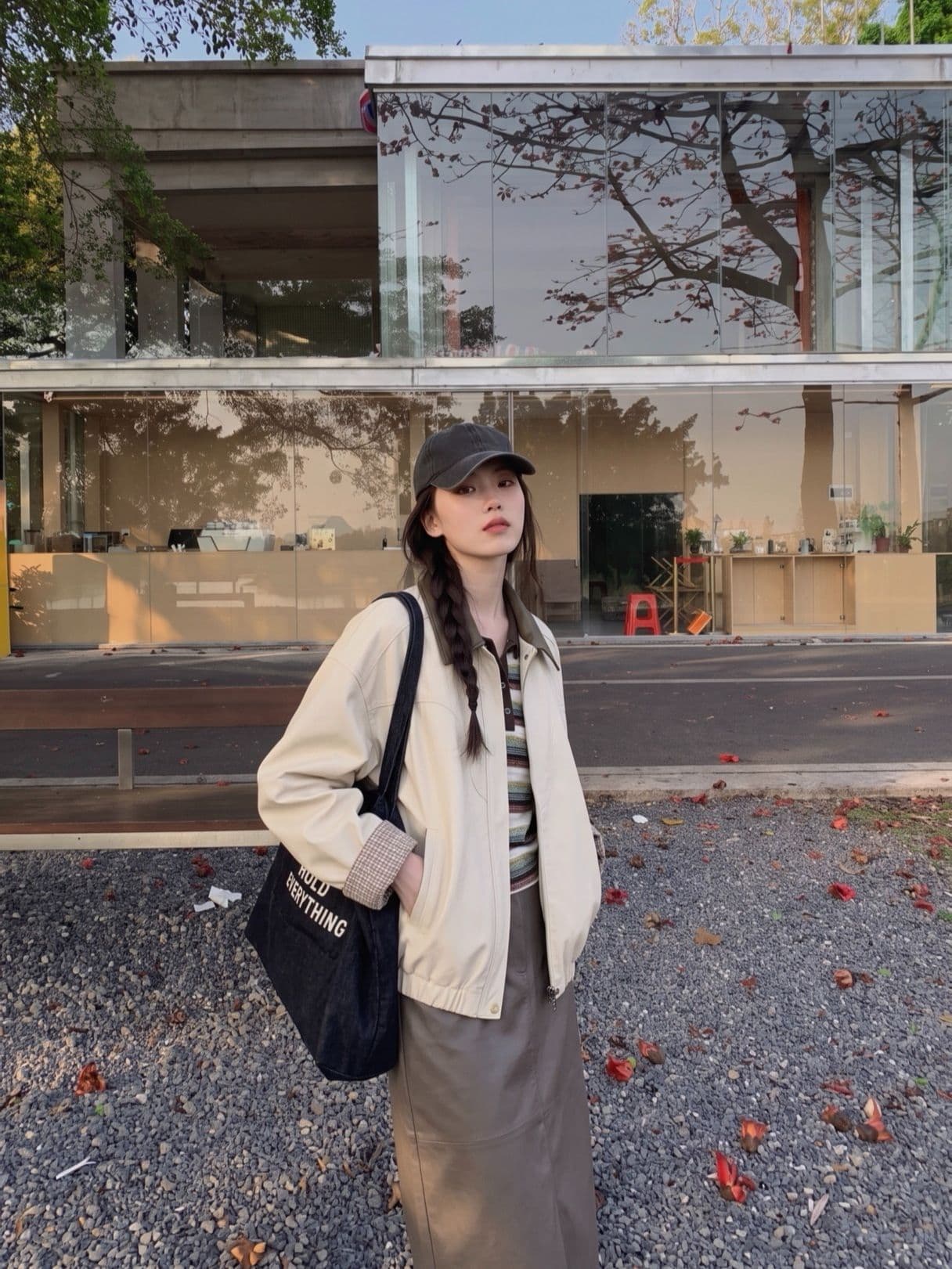 한 부서 이른 가을 여성 코트 2026 새로운 디자인 센스 루즈핏 다용도 패치워크 색상 폴로 칼라 쇼트 스타일 워크웨어 재킷 맨위 상세 이미지 4