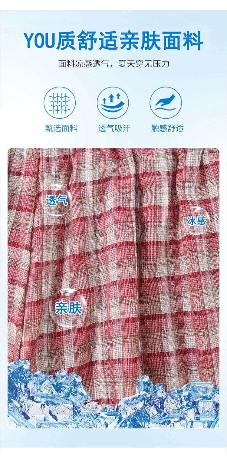 한국 스타일 레트로 배색 체크무늬 바지 여성 여름 흐름 지불 작은 키 캐주얼 슬림해 보이는 모통이 칼 넓은 다리 풍선 바지 상세 이미지 5