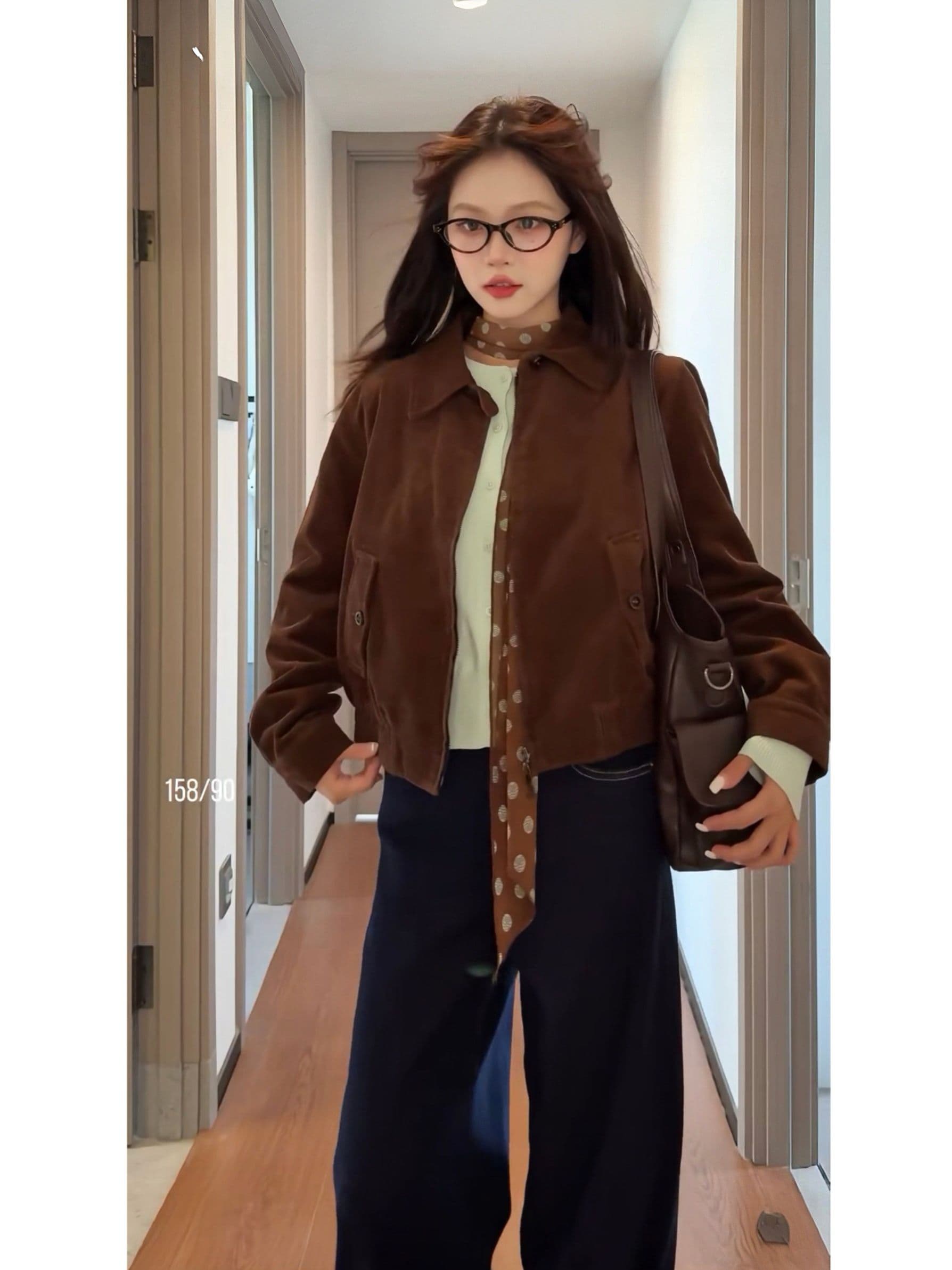 코듀로이 레트로 가을 어깨 자수 재킷 2026 가을 겨울 여성 의류 새로운 루즈핏 쇼트 스타일 재킷 맨위 상세 이미지 4