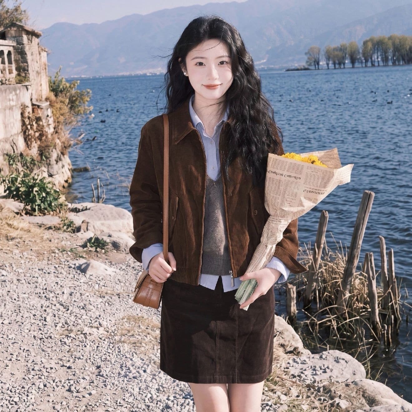 코듀로이 레트로 가을 어깨 자수 재킷 2026 가을 겨울 여성 의류 새로운 루즈핏 쇼트 스타일 재킷 맨위 이미지 6