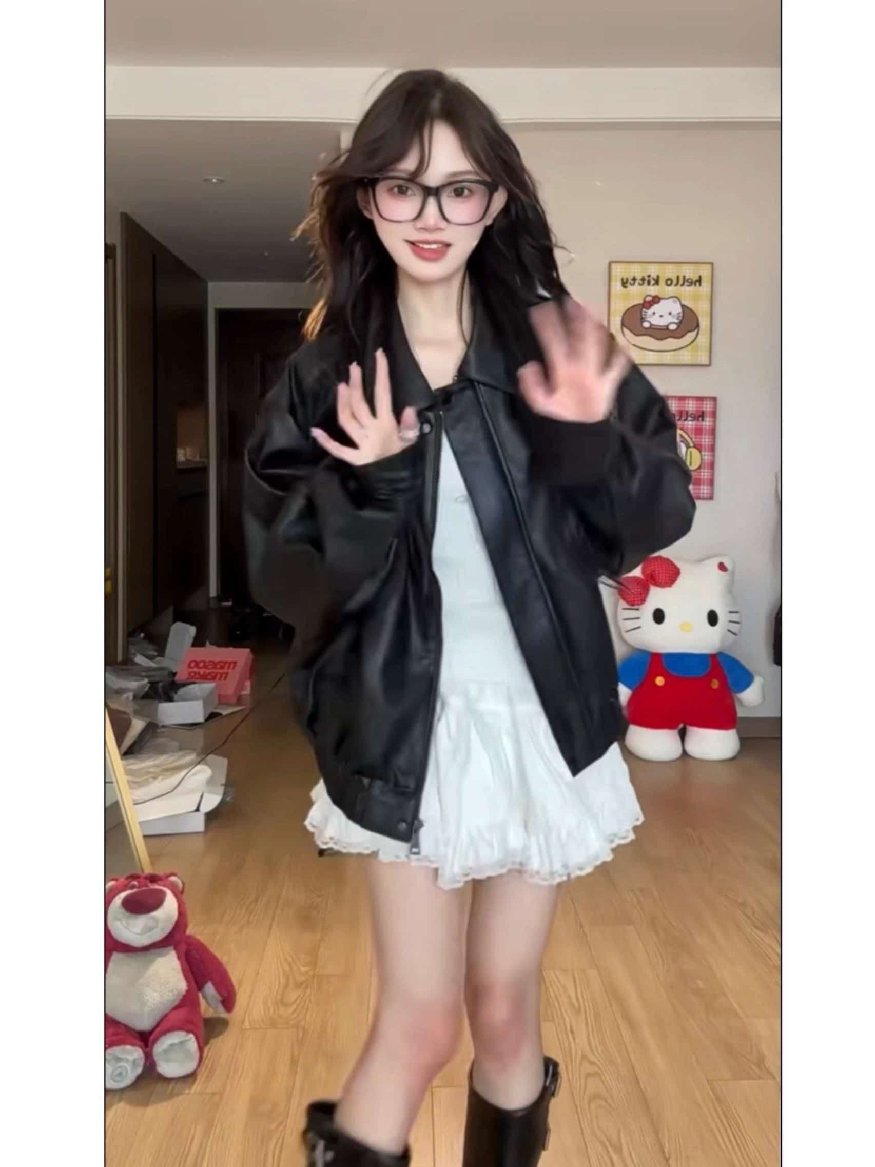 pu 가죽 검정색 가죽 재킷 여성 코트 새로운 레트로 루즈핏 차가운 바람의 소리 바람 오토바이 서비스 쇼트 스타일 재킷 맨위 상세 이미지 2
