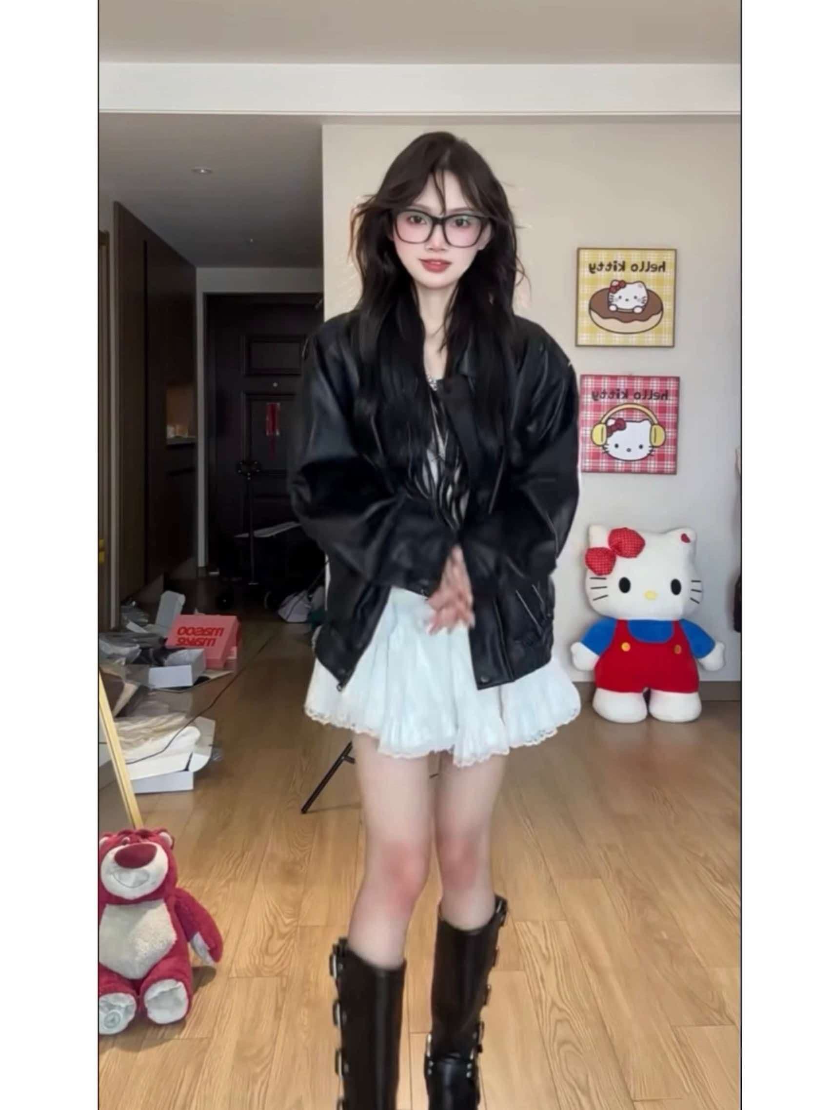 pu 가죽 검정색 가죽 재킷 여성 코트 새로운 레트로 루즈핏 차가운 바람의 소리 바람 오토바이 서비스 쇼트 스타일 재킷 맨위 상세 이미지 6