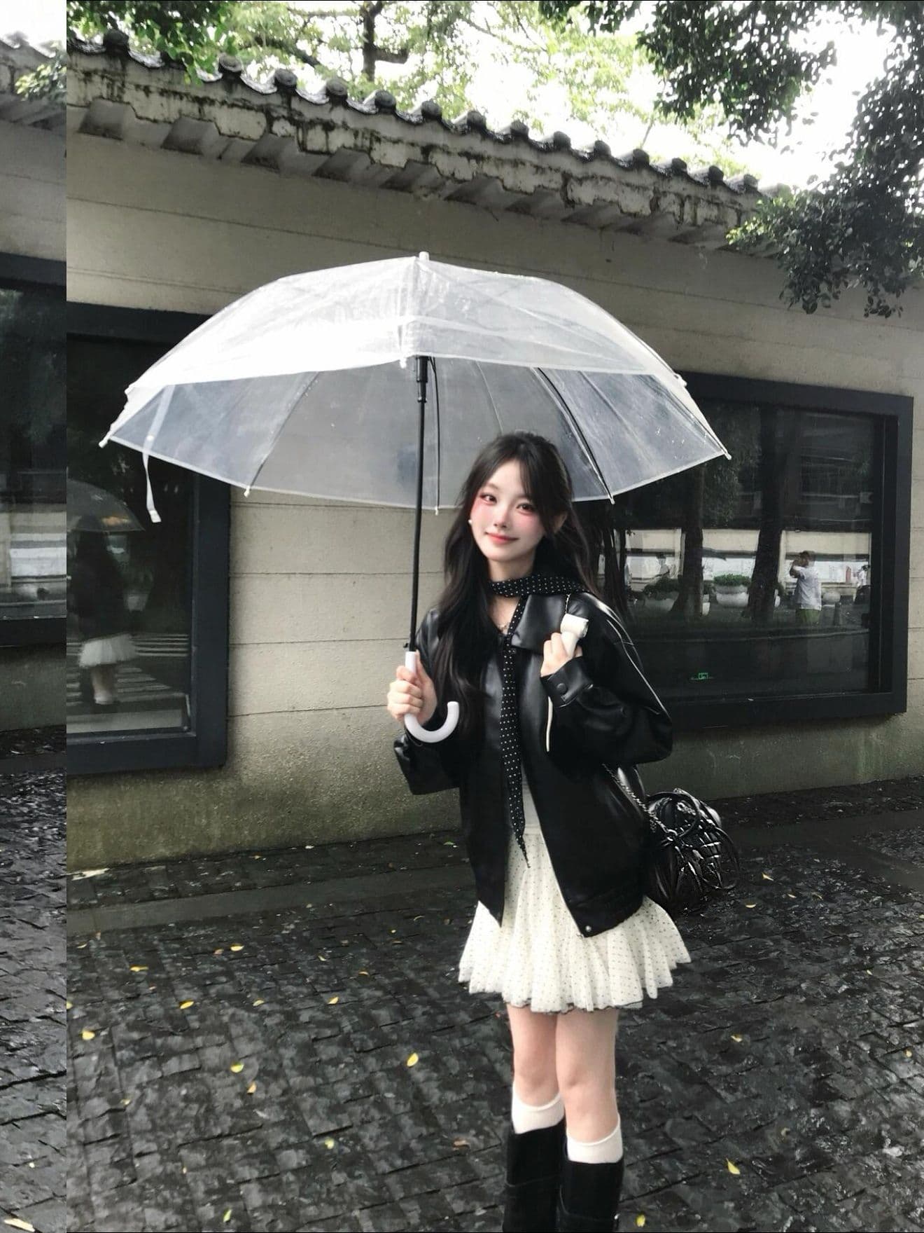 pu 가죽 검정색 가죽 재킷 여성 코트 새로운 레트로 루즈핏 차가운 바람의 소리 바람 오토바이 서비스 쇼트 스타일 재킷 맨위 이미지 3