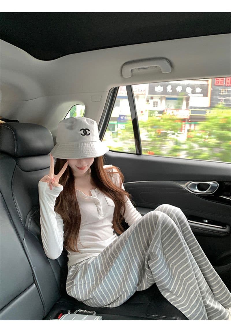 가을 겨울 새로운 편안함 폭탄 바지 게으른 바지 편안함 도루 센스 스트라이프 다용도 루즈핏 스트레이트 팬츠 상세 이미지 9