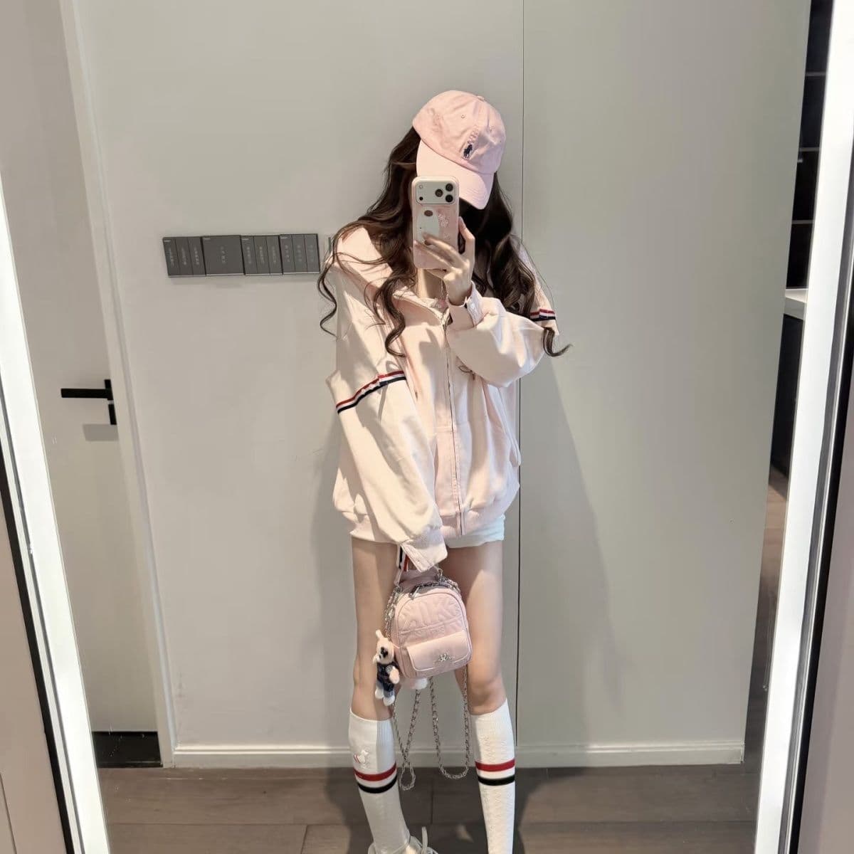 후아 면 복합 2026 삼색 스트라이프 후드 오픈 가디건 후드티 여성 봄 가을 루즈핏 지퍼 재킷 상세 이미지 5