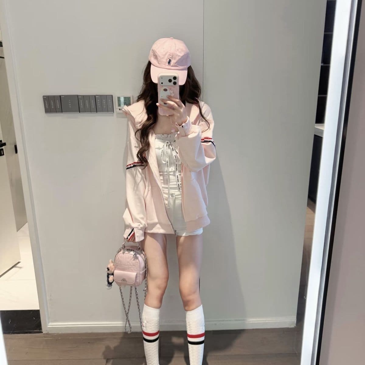 후아 면 복합 2026 삼색 스트라이프 후드 오픈 가디건 후드티 여성 봄 가을 루즈핏 지퍼 재킷 상세 이미지 8