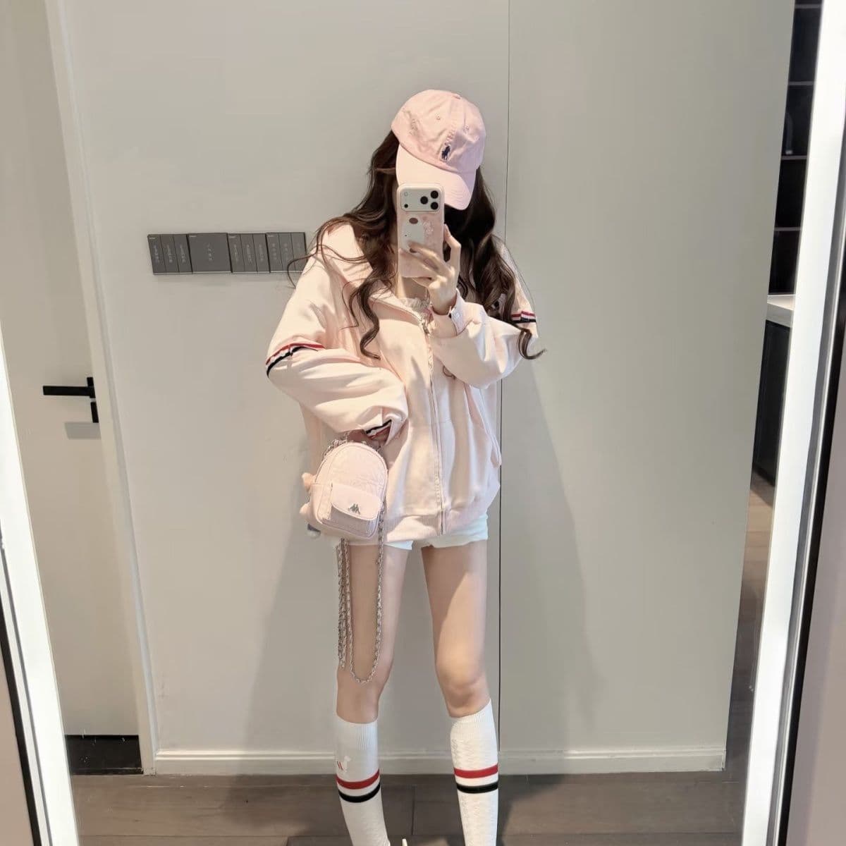 후아 면 복합 2026 삼색 스트라이프 후드 오픈 가디건 후드티 여성 봄 가을 루즈핏 지퍼 재킷 상세 이미지 10