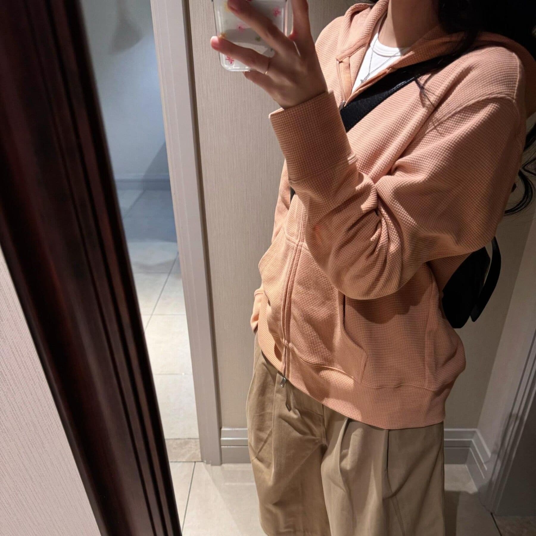 후아 남편 그리드 한 부서 후아 남편 그리드 주황색 후드 오픈 가디건 후드티 여성 가을 2026 느긋한 재킷 이미지 5