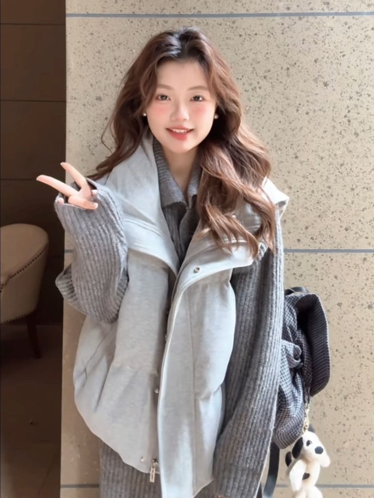 출퇴근 미니멀리즘 솜을 넣은 회색 한 부서 고급 센스 착용 가져 가라. 여성 가을 겨울 작은 키 스택 착용 베스트 이미지 2