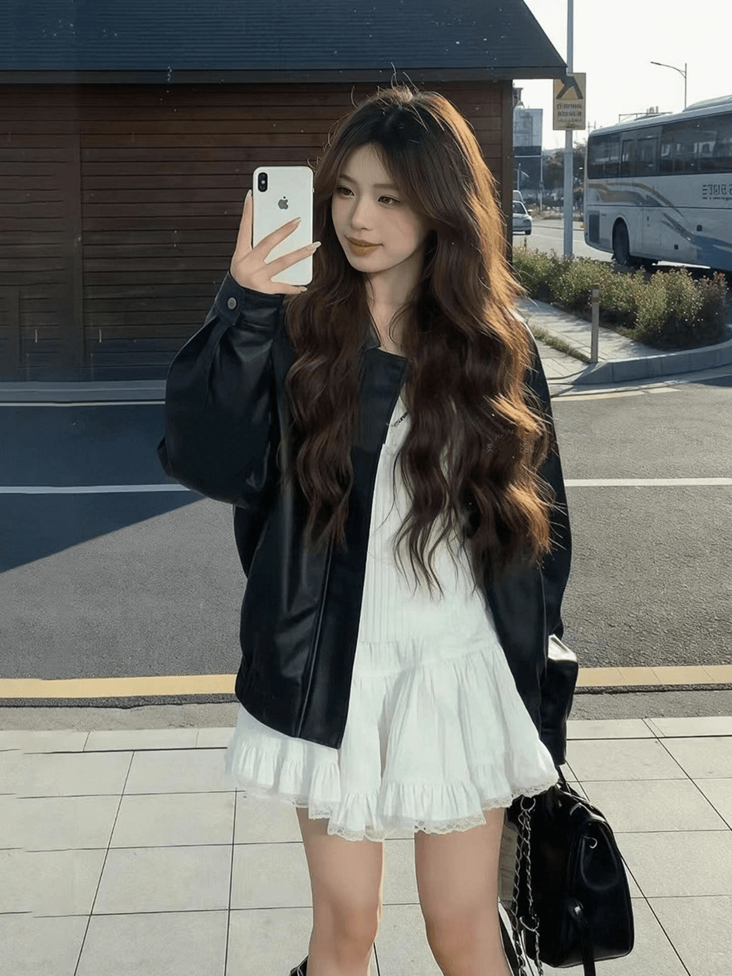 pu 가죽 검정색 가죽 재킷 여성 코트 새로운 레트로 루즈핏 차가운 바람의 소리 바람 오토바이 서비스 쇼트 스타일 재킷 맨위 이미지 3