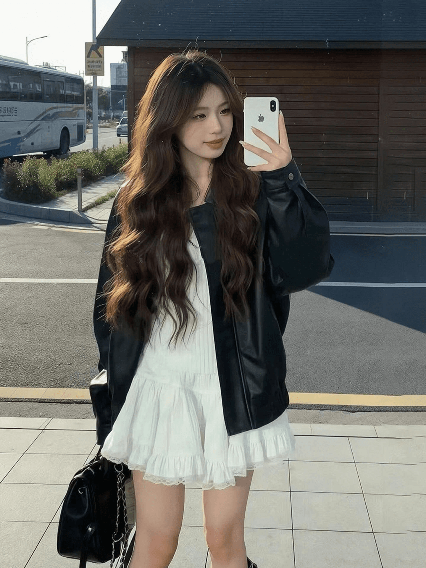 pu 가죽 검정색 가죽 재킷 여성 코트 새로운 레트로 루즈핏 차가운 바람의 소리 바람 오토바이 서비스 쇼트 스타일 재킷 맨위 상세 이미지 5