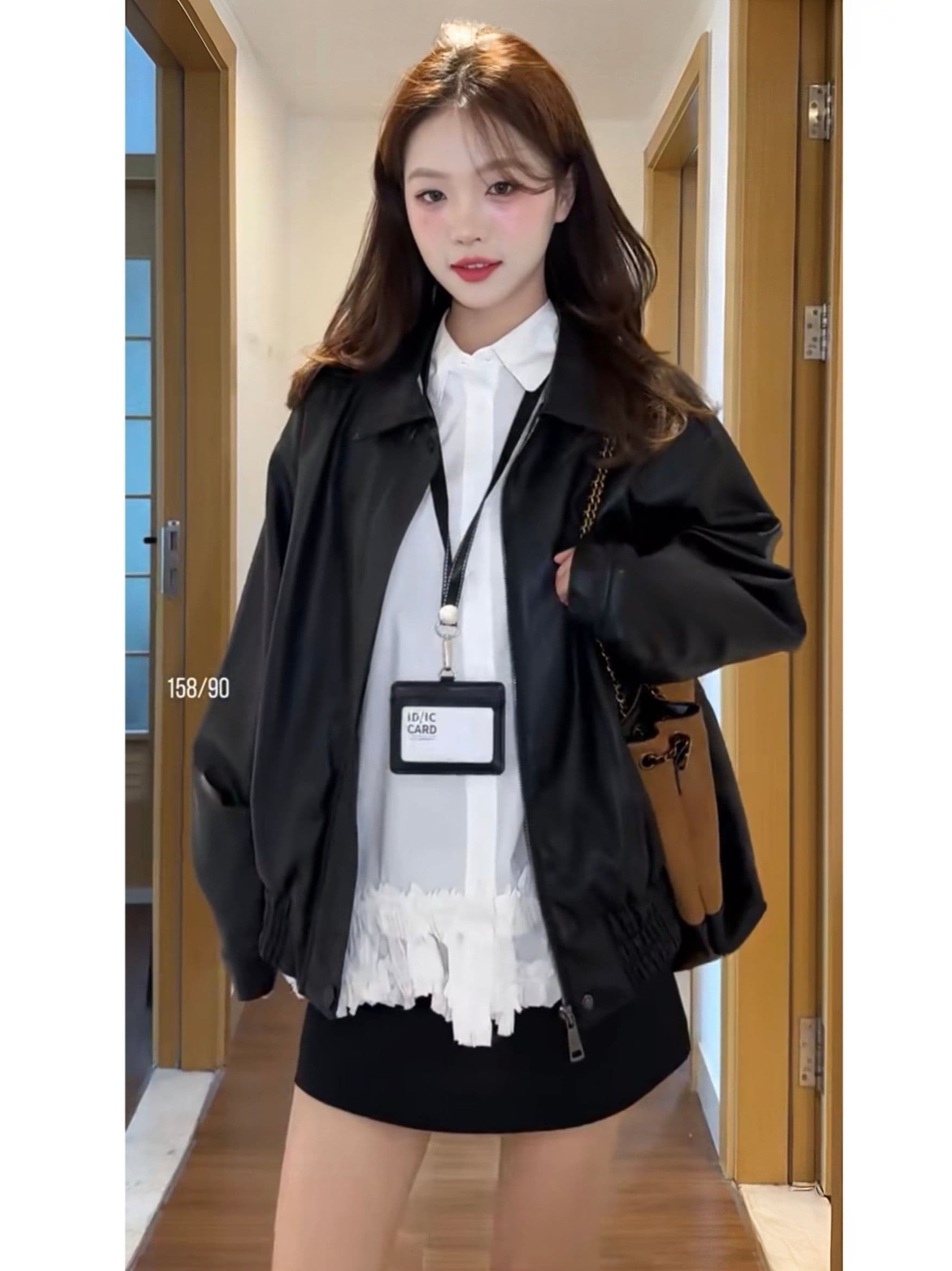 pu 가죽 검정색 가죽 재킷 여성 코트 새로운 레트로 루즈핏 차가운 바람의 소리 바람 오토바이 서비스 쇼트 스타일 재킷 맨위 이미지 2