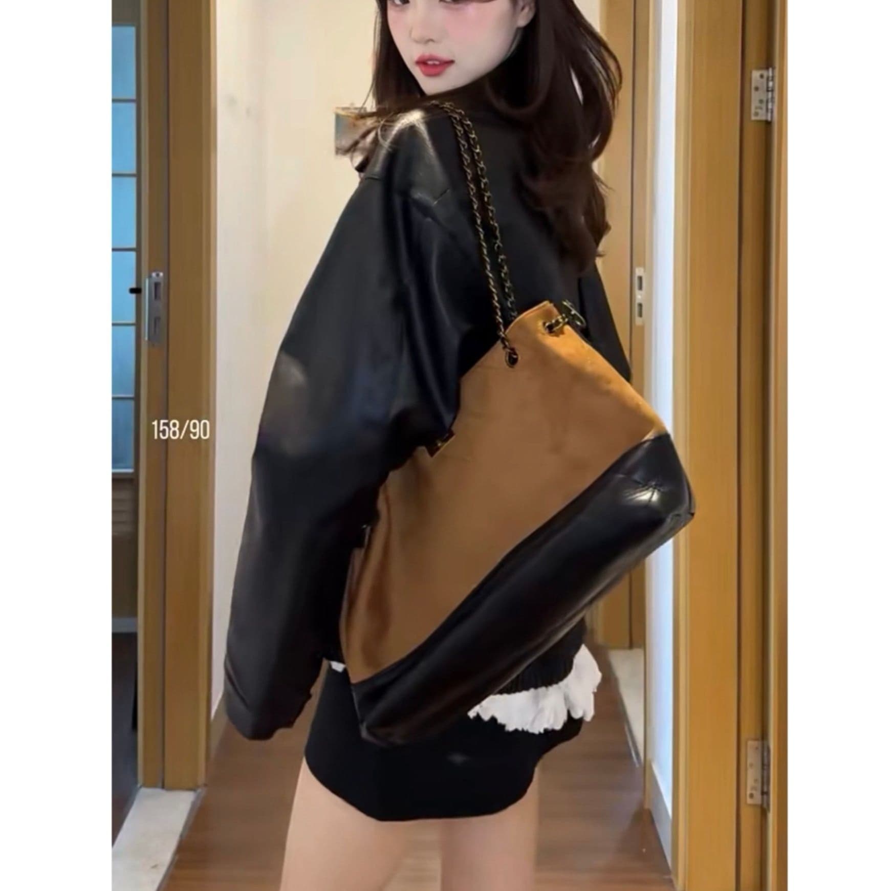 pu 가죽 검정색 가죽 재킷 여성 코트 새로운 레트로 루즈핏 차가운 바람의 소리 바람 오토바이 서비스 쇼트 스타일 재킷 맨위 이미지 6