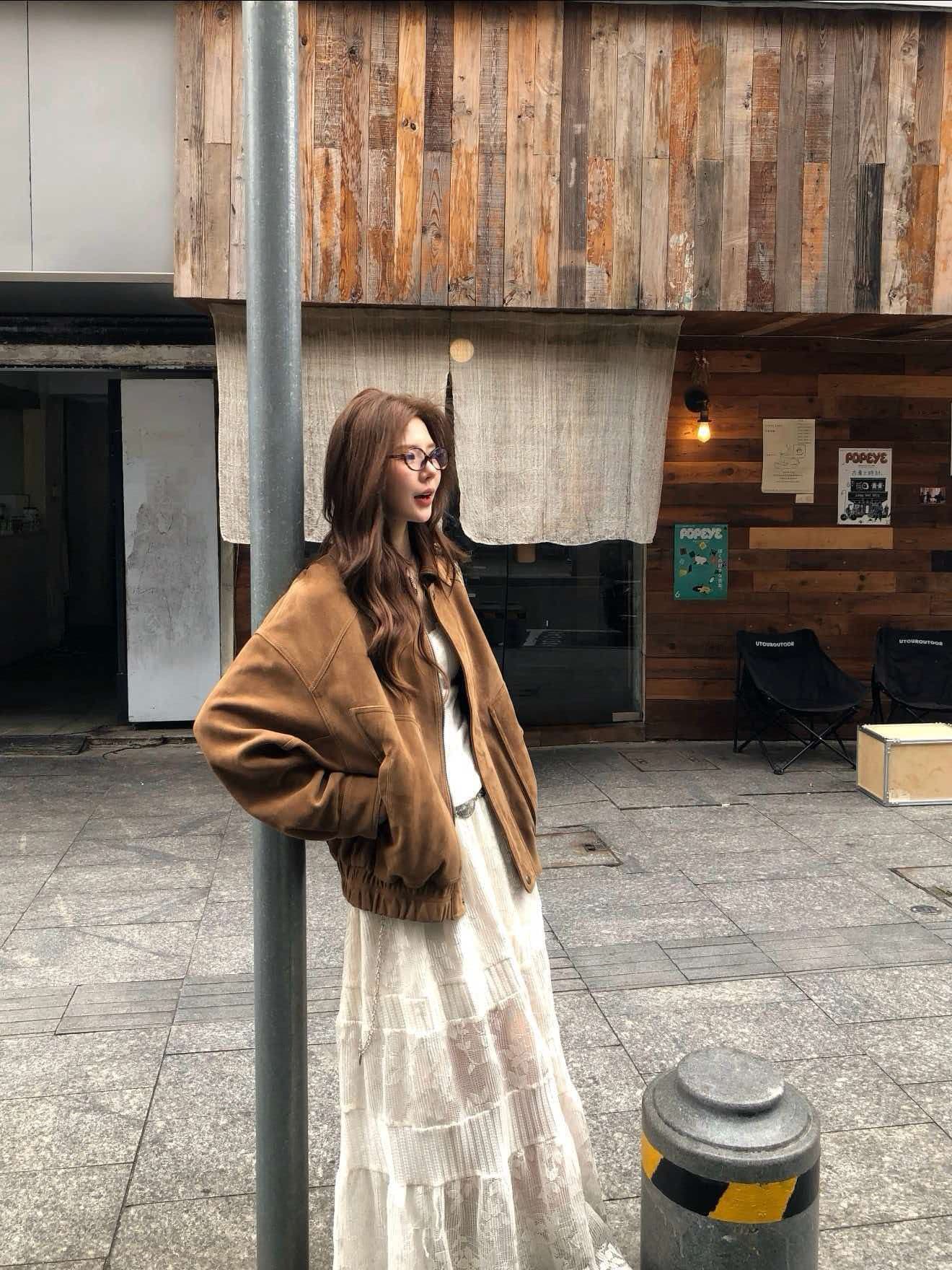 브라운 레트로 가죽 재킷 짧은 여성 코트 가을 품격 느긋한 느슨함 센스 긴팔 루즈핏 캐주얼 맨위 재킷 이미지 4