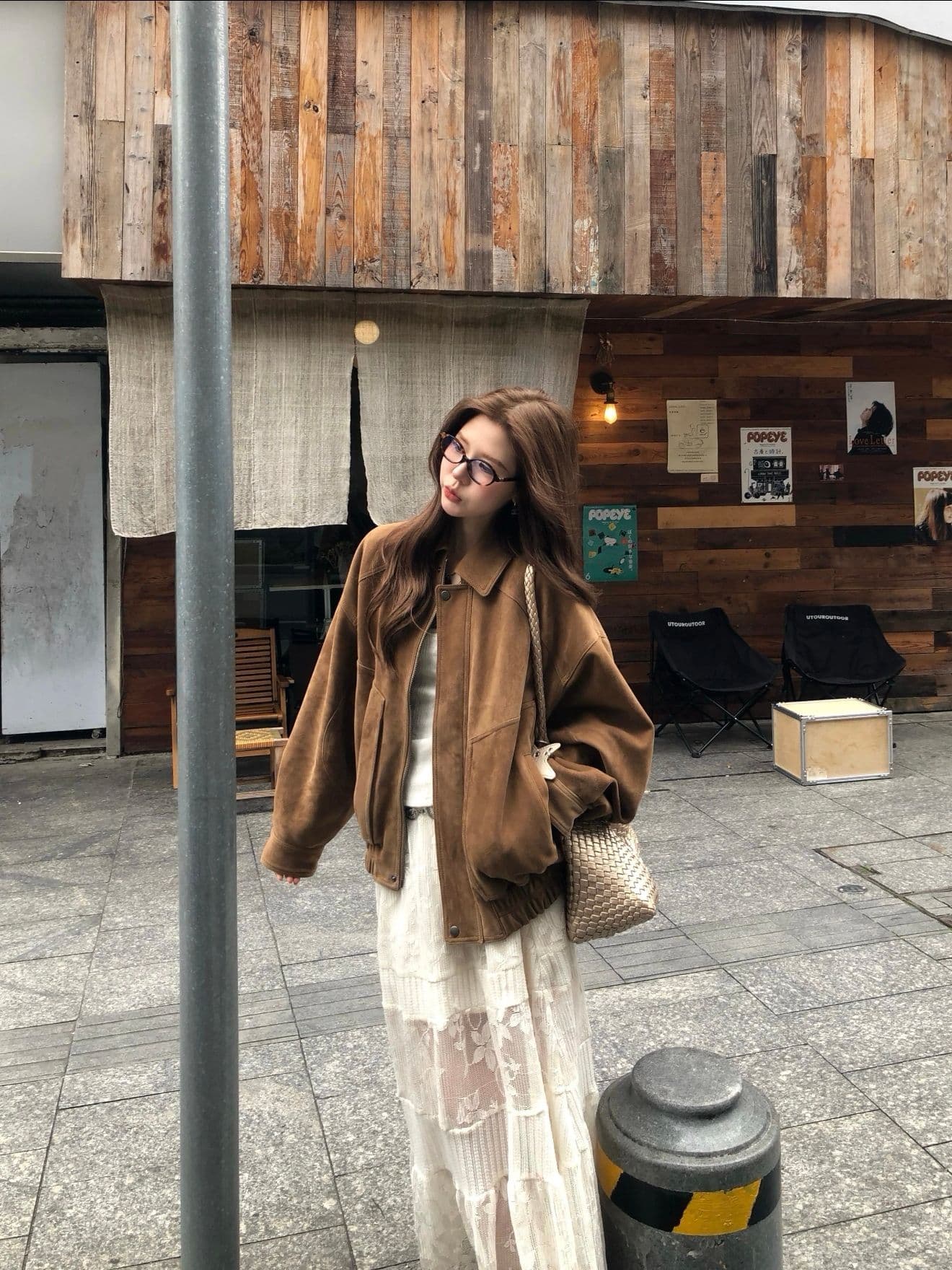 브라운 레트로 가죽 재킷 짧은 여성 코트 가을 품격 느긋한 느슨함 센스 긴팔 루즈핏 캐주얼 맨위 재킷 이미지 2
