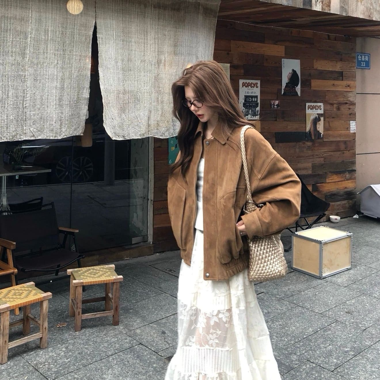 브라운 레트로 가죽 재킷 짧은 여성 코트 가을 품격 느긋한 느슨함 센스 긴팔 루즈핏 캐주얼 맨위 재킷 이미지 6