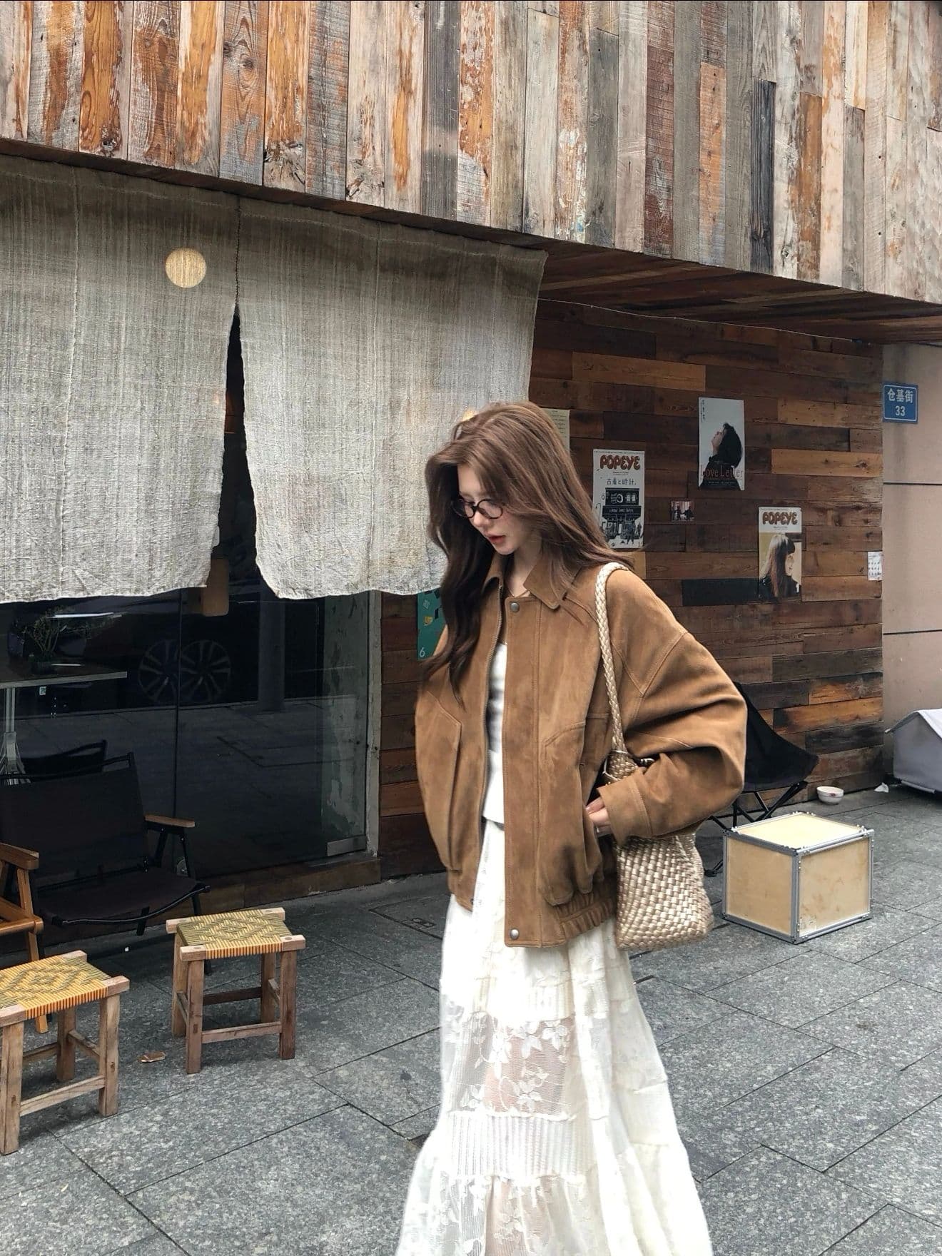 브라운 레트로 가죽 재킷 짧은 여성 코트 가을 품격 느긋한 느슨함 센스 긴팔 루즈핏 캐주얼 맨위 재킷 상세 이미지 3