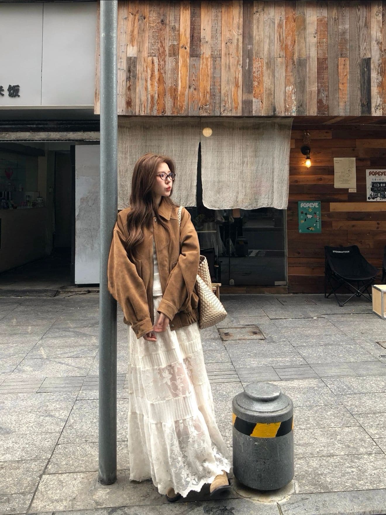 브라운 레트로 가죽 재킷 짧은 여성 코트 가을 품격 느긋한 느슨함 센스 긴팔 루즈핏 캐주얼 맨위 재킷 상세 이미지 6