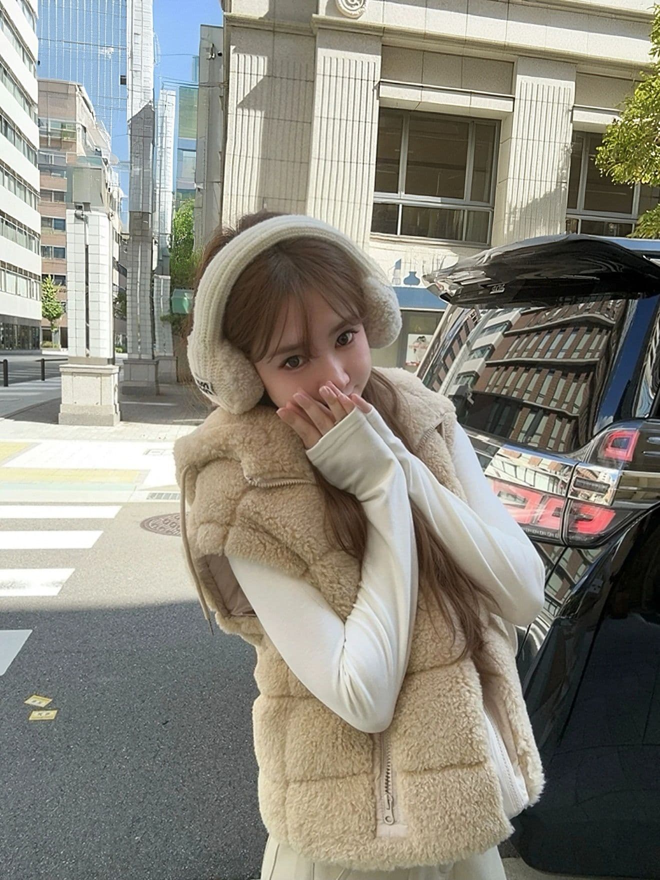 테디 베어 새로운 플리스 솜을 넣은 서비스 여자 겨울 한국 스타일 베스트 얇고 가벼운 재킷 작은 키 이미지 4