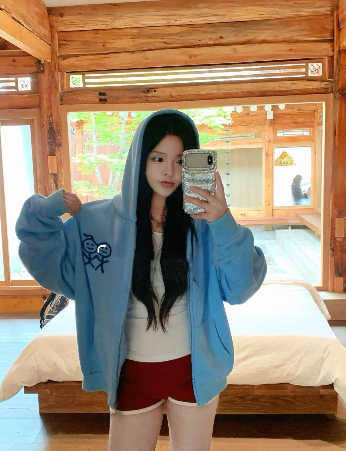 후아 면 복합 가을 겨울 지퍼 후드 티 스웨터 재킷 신선함 파란색 경기 사람들 달콤한 차가운 맨위 트렌디 상세 이미지 25